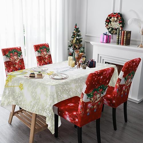 Miniatura 3 de Lepuho - Mantel rectangular de Año Nuevo, 60 x 84 pulgadas, campanilla de invierno de Año Nuevo, impermeable, resistente a las manchas y a las