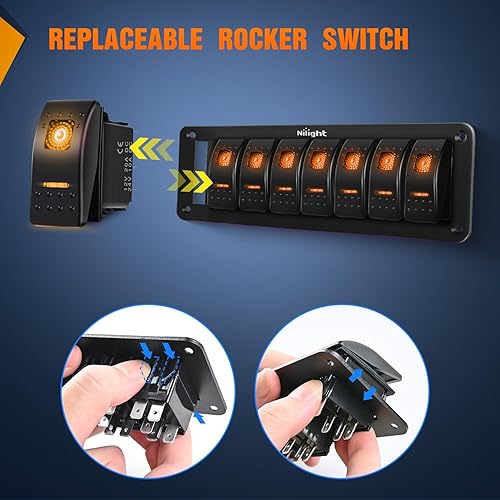 Vista 179 de Nilight Panel de interruptor basculante de 4 bandas, 5 pines de encendido y apagado, soporte de aluminio de 12 V, 24 V, interruptores Verde