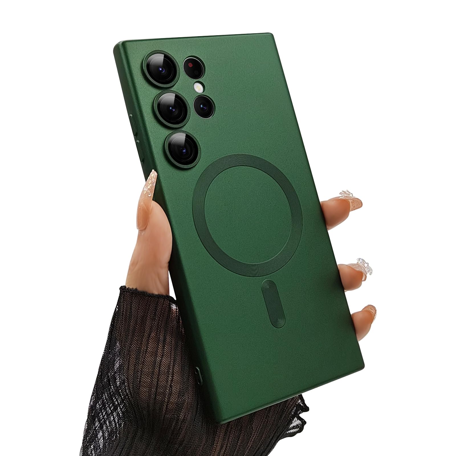 ankofave Magnetic for Samsung Galaxy S22 Ultra Phone Case for Women/Men, Matte Luxury Soft Metallic Luster Design with Camera Lens Protector,