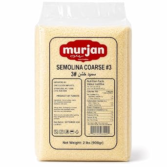 Murjan Coarse Semolina 2 lb 908 g Premium Coarse Grind Durum Wheat Flour, Vacuum Sealed for Freshness, Perfect for Pasta, Couscous & Baking