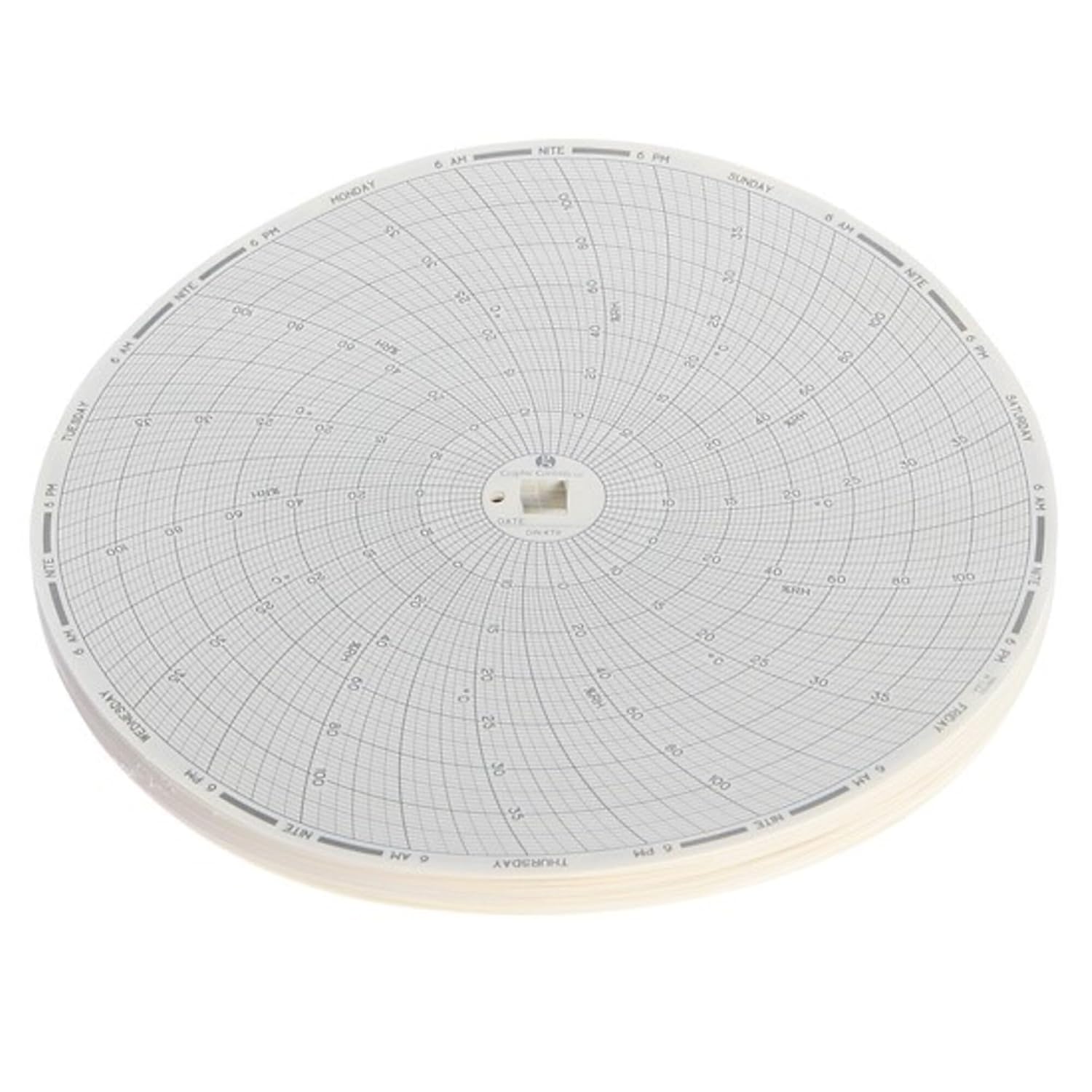 Circular Chart C479, 7 Day, 8.188" Diameter, Range 5 to 40, Box of 60 Charts