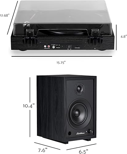 Miniatura 8 de Electrohome Montrose - Sistema estéreo para tocadiscos, altavoces Bluetooth de 4 pulgadas, tocadiscos de transmisión por correa con lápiz óptico
