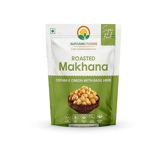 Roasted Foxnuts CREAM & ONION WITH BASIL HERB Makhana | Healthy Snacks | Gluten Free| Weight Loass Snack | 70gm