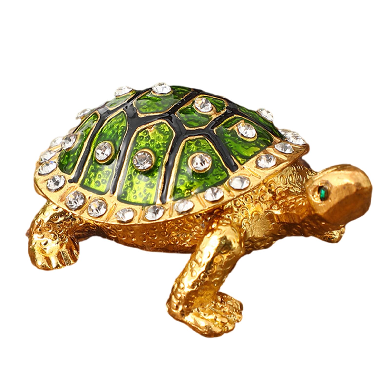 Mekalero Green Ornate Turtles Shape Metal Jewelry Case Decorative Homes Accent Storage Solution With Secure Closure Vintage Turtles Jewelry Box