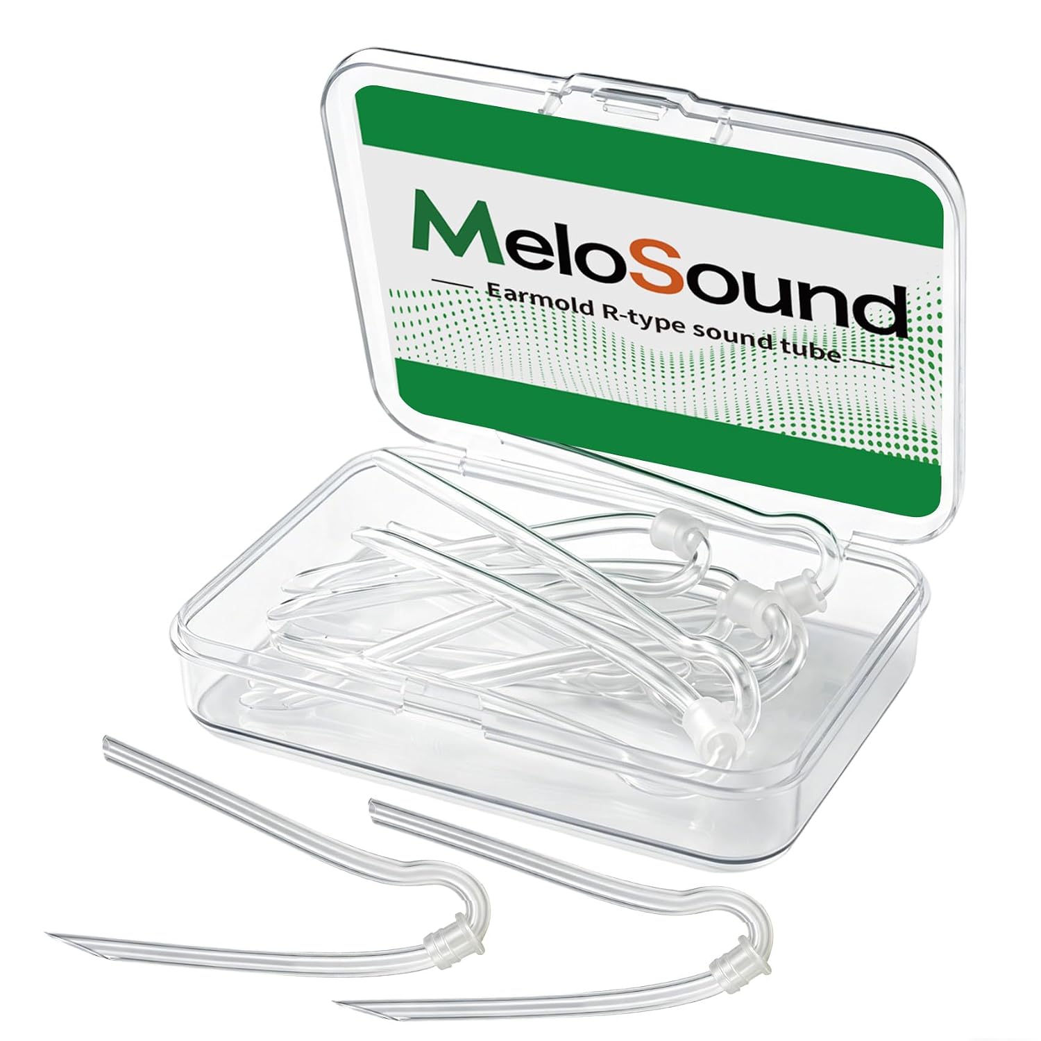 [Professional Upgrade] 8-Pack Hearing Aid Tubing Replacement with Integrated Tube Locks & Storage Case - Preformed BTE Earmold Sound Tubes Size #13 - Moisture-Proof PVC for Clear Sound