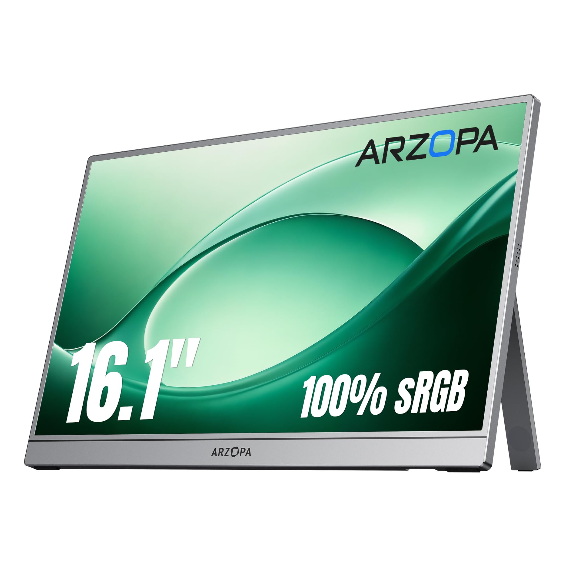 ARZOPA [Ganador del Red Dot 2026] Monitor Portátil 16.1" FHD 1080P IPS 100% sRGB, USB-C y Mini HDMI, Soporte Ajustable, para Portátil, PC, Mac, PS5 y Xbox - Z1C Gris