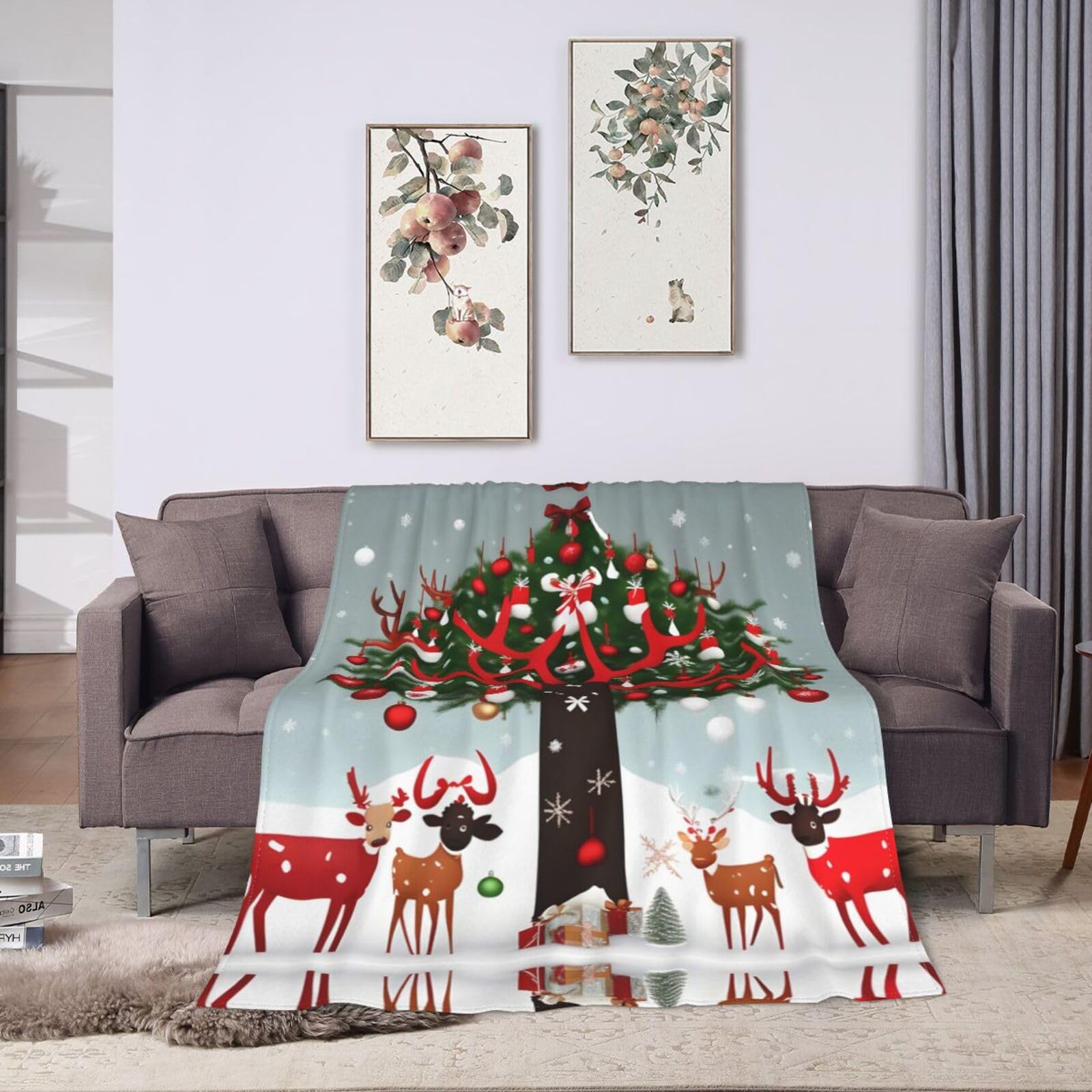 Coperta natalizia in pile di flanella ultra morbida, perfetta per letto, divano, campeggio, serate fredde e viaggi
