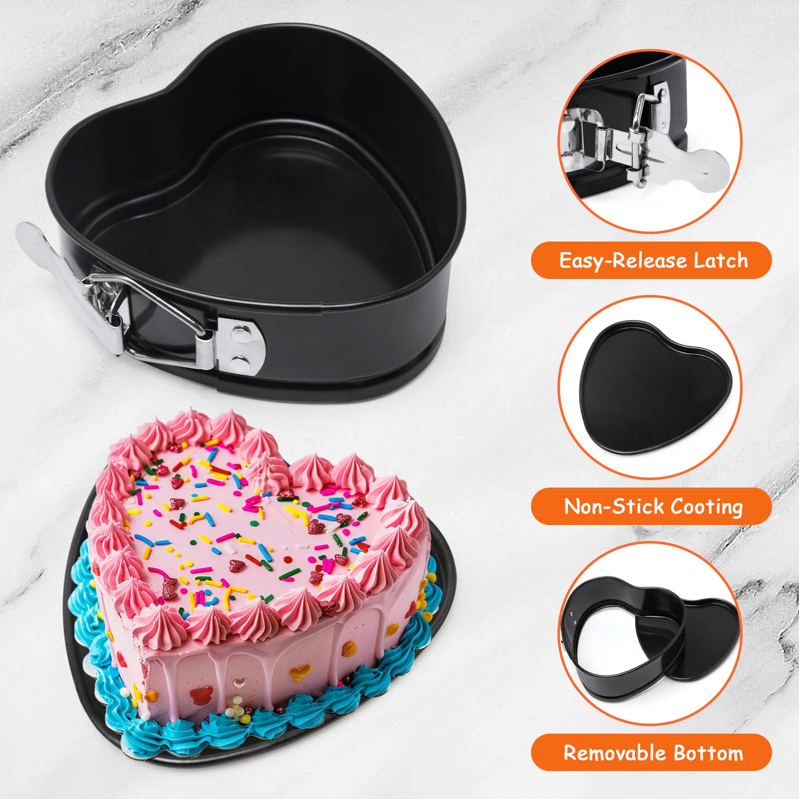 Lot De 4 Mini Moules à Gâteaux Charnière LEADSTAR - 10cm Antiadhésifs Avec Fond Amovible