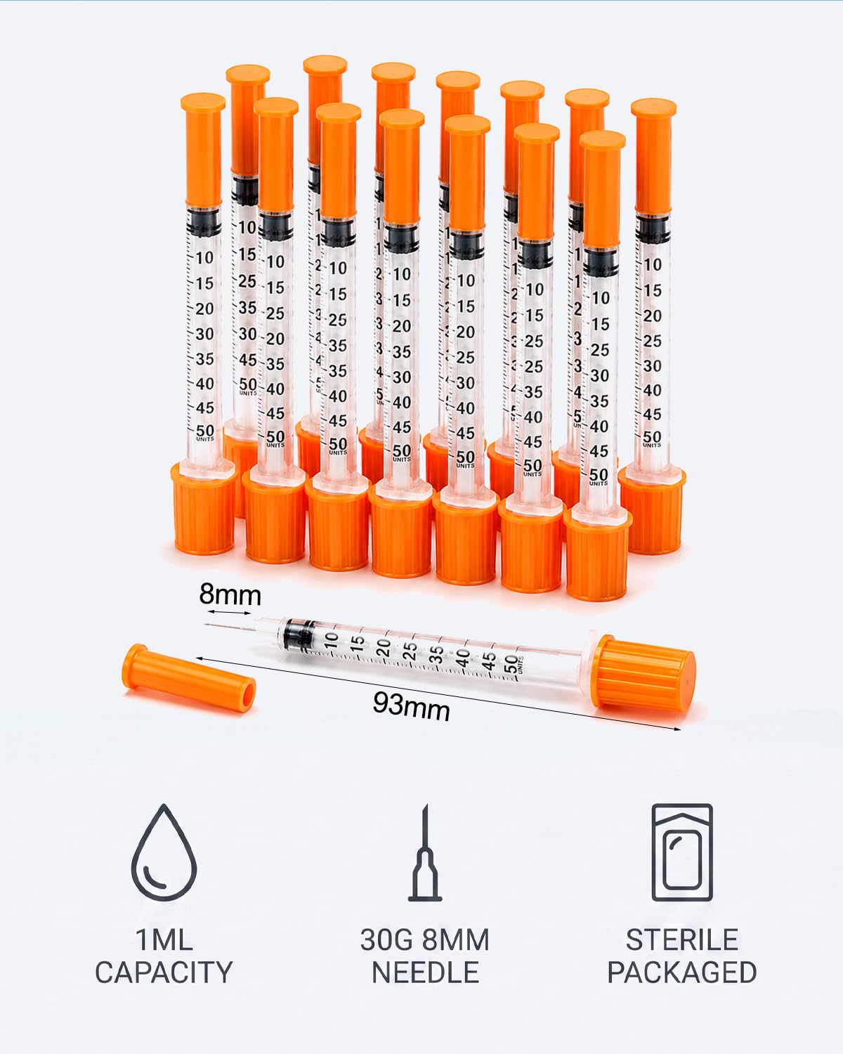 Siringhe monouso in plastica 1 ml 30 g x 8 mm per insulina laboratorio