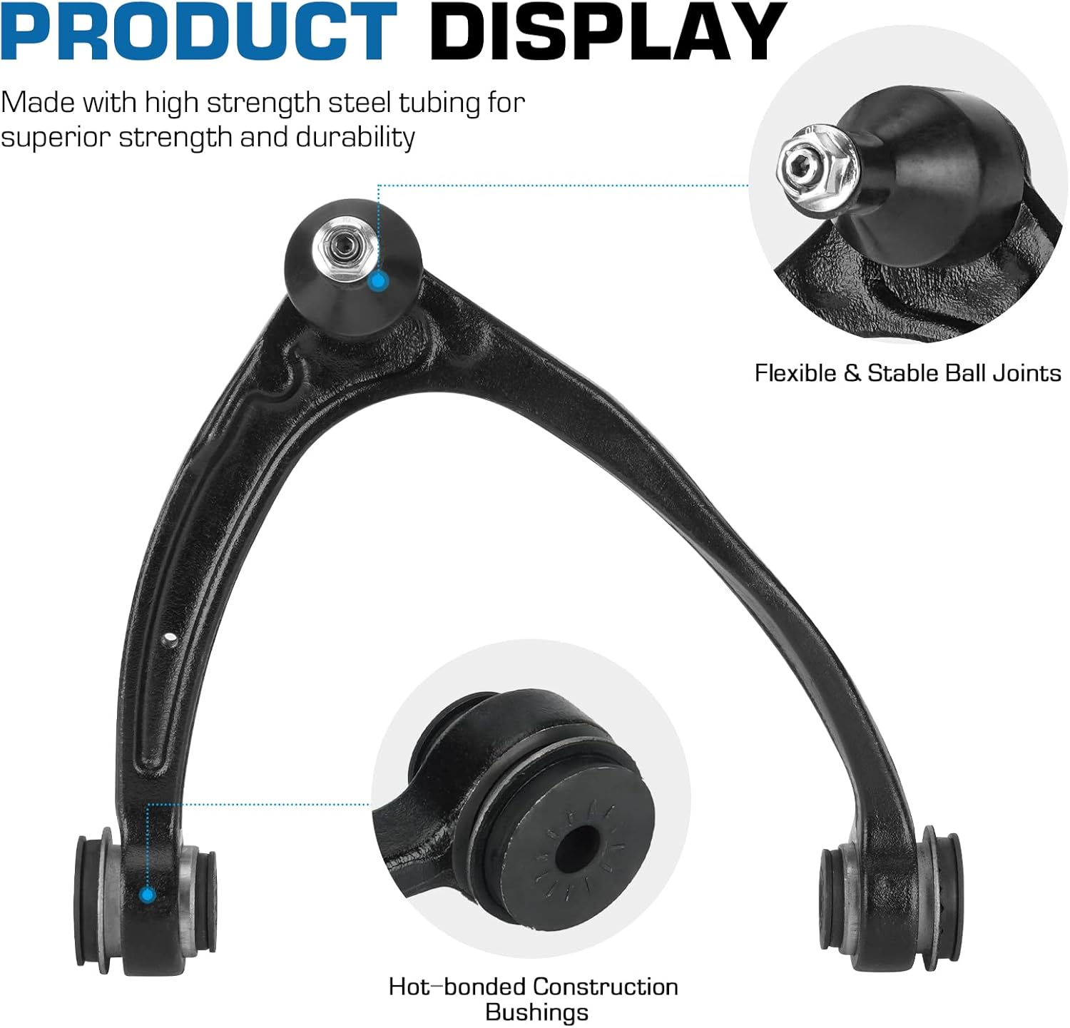 Front Upper Left Driver Side Control Arm Fit for Chevy Silverado Sierra Suburban 1500 Avalanche, Fit for GMC Yukon Tahoe, Fit for Cadillac Escalade ESV 2007-2014, Replace for K80669