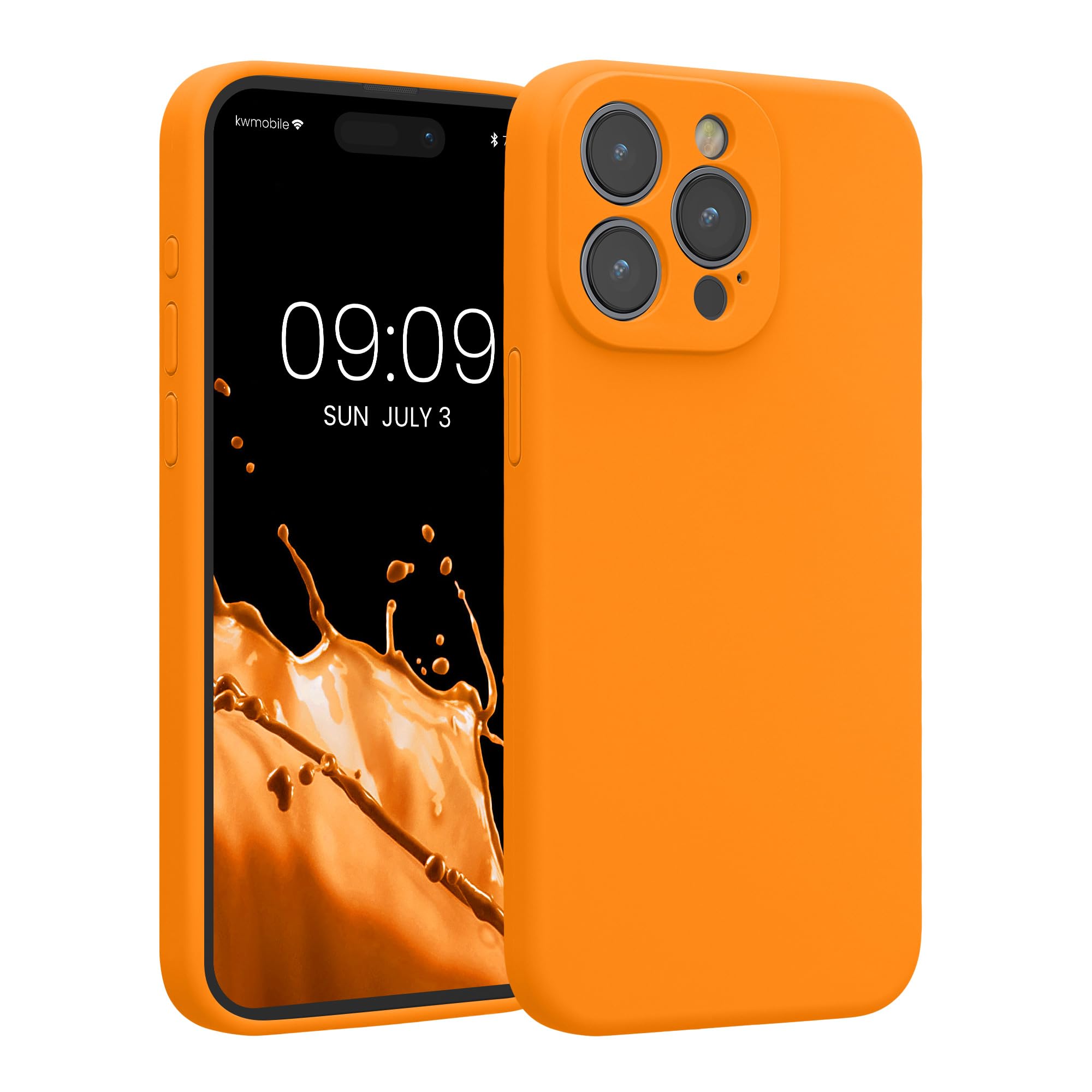 kwmobile Case Compatible with Apple iPhone 15 Pro Max Case - Slim TPU Silicone Phone Cover - Soft Touch Finish - Fruity Orange