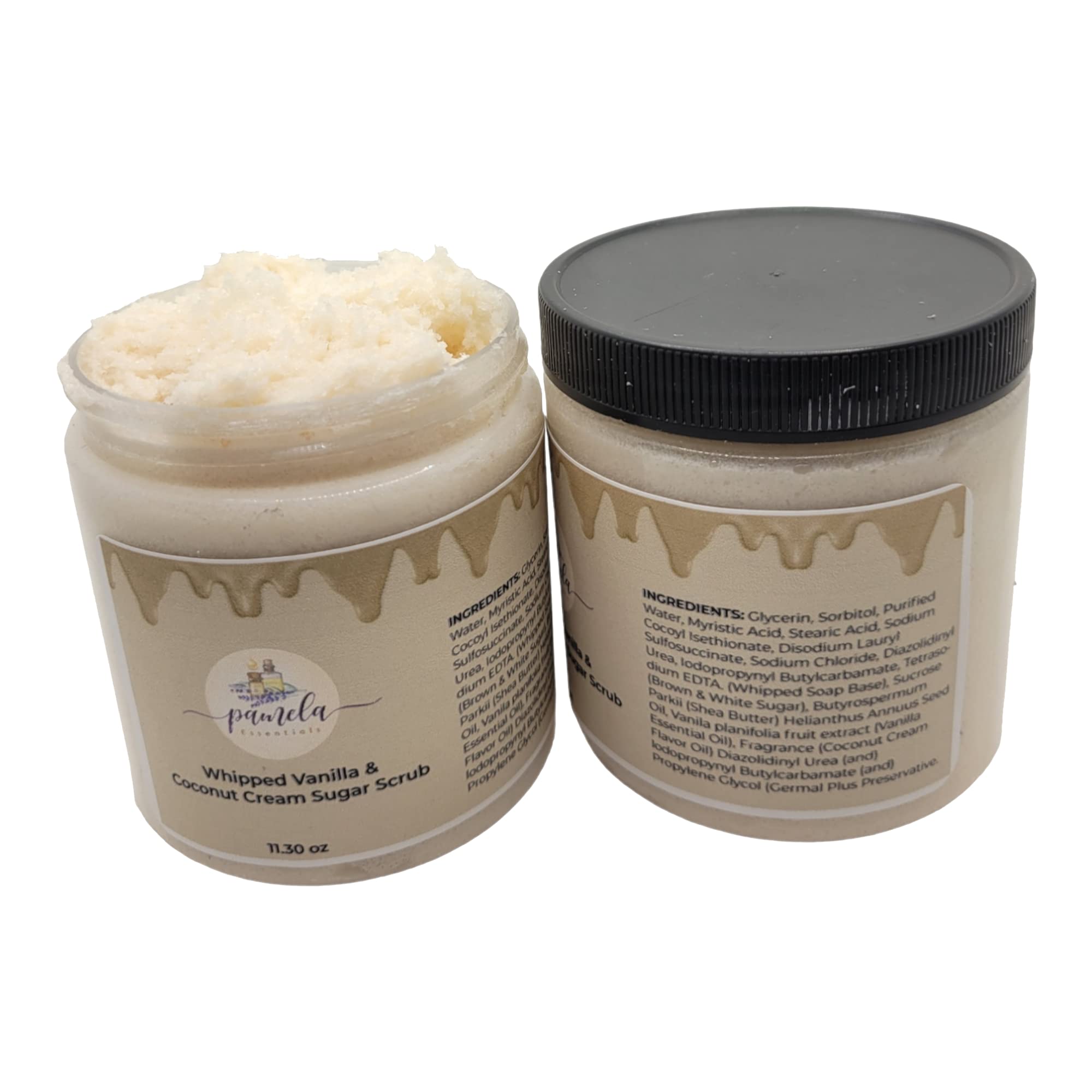 Pamela Essentials Whipped Vanilla & Coconut Cream Sugar Scrub 11.30 oz. Handmade Natural Organic Facial Scrub