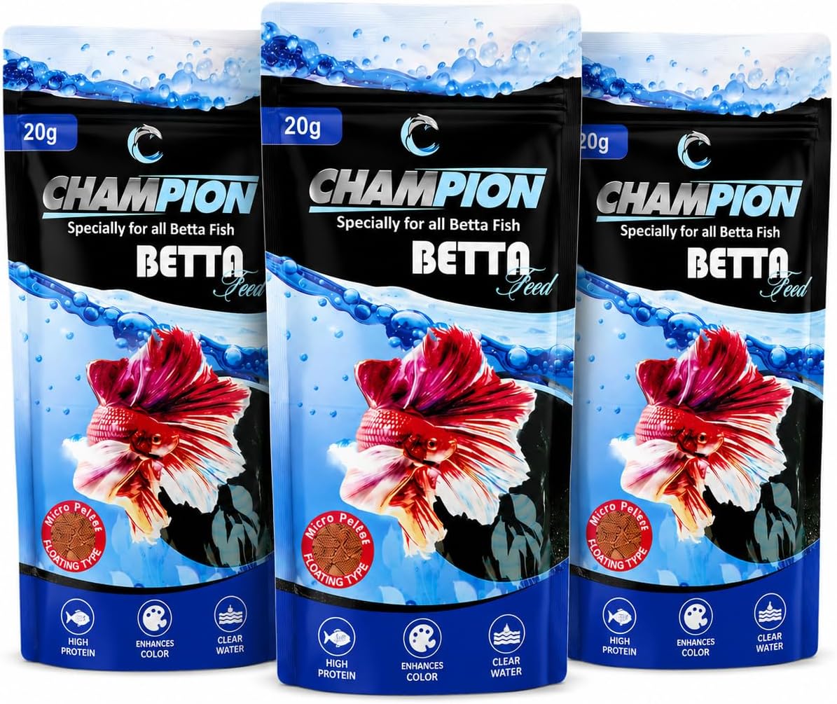 Petzkart Champion Betta Fighter Colour and Tails Growth Fish Food for All Stage of Fishes (60 g) -Set of 3