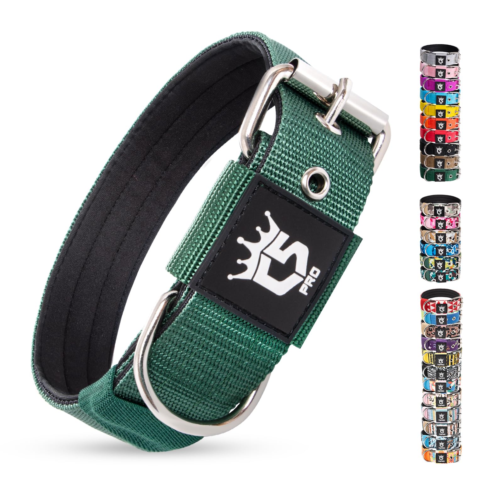 TSPRO Collar Táctico para Perros, Acolchado, Ancho 3,8 cm, Ajustable