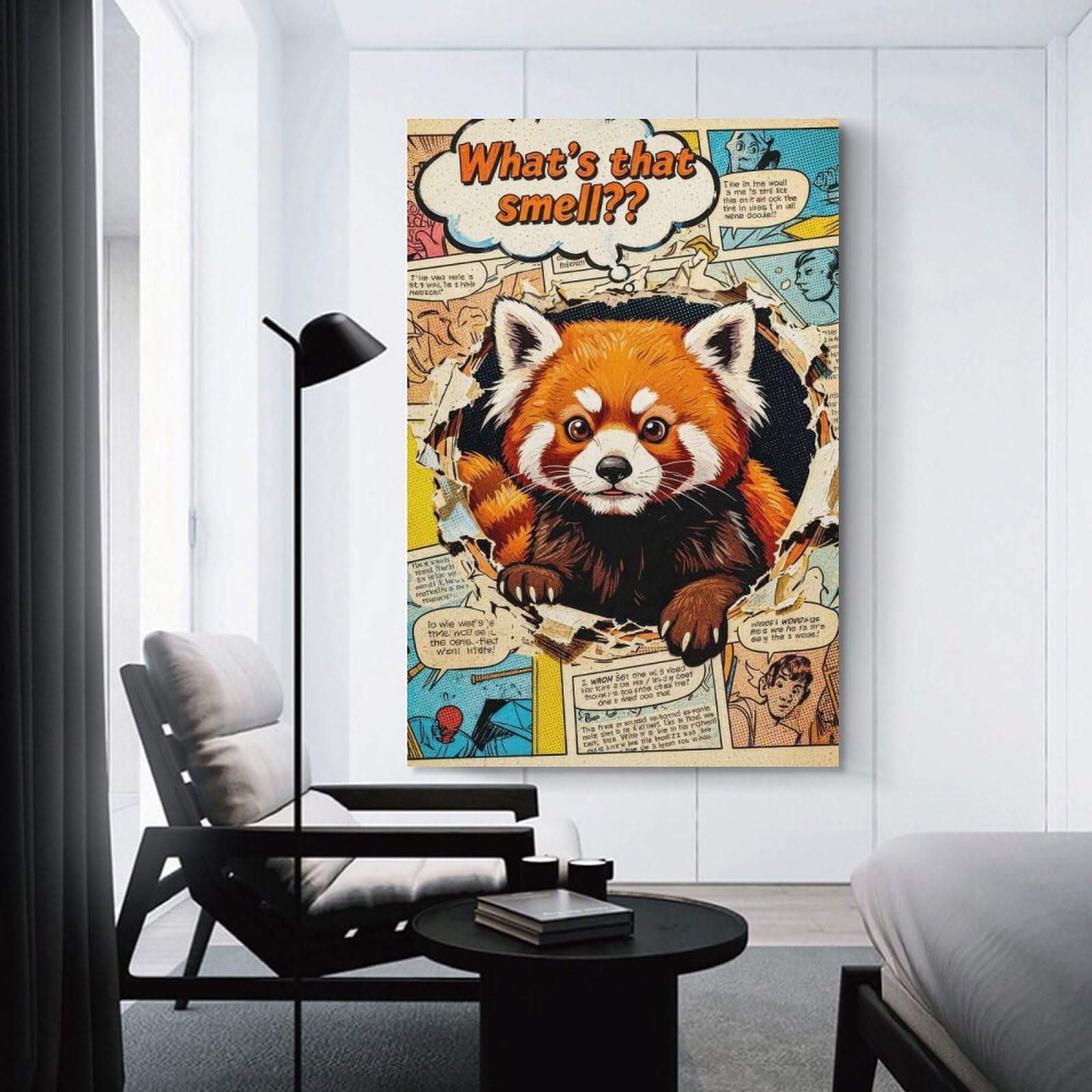 Junmoney Canvas Wall Decor Red Panda Comic Book Page Breakout, 20x30inch(50x75cm), for Gallery Wall Decor And Room Displays, An Easy Match for Collected Prints
