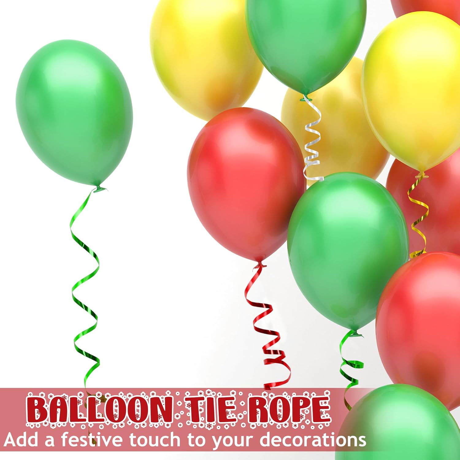 800 Yards Christmas Curling Ribbon, 4 Rolls Gift Wrapping Supplies, 1/5 Inches Wide Balloons String, Sparkling Plastic Xmas Metallic Ribbon, Christmas Decorations Holiday Wrapping Supplies for Craft