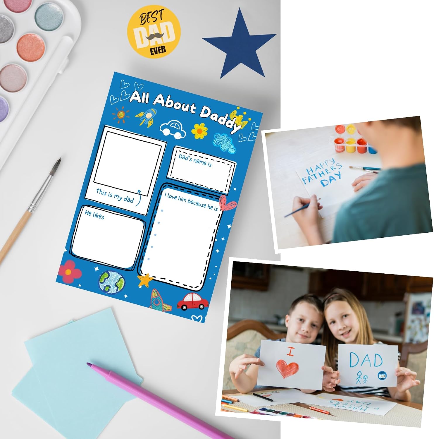 All About My Dad Father’s Day Card from Kids, Fill-in-the-Blank Activity image 5