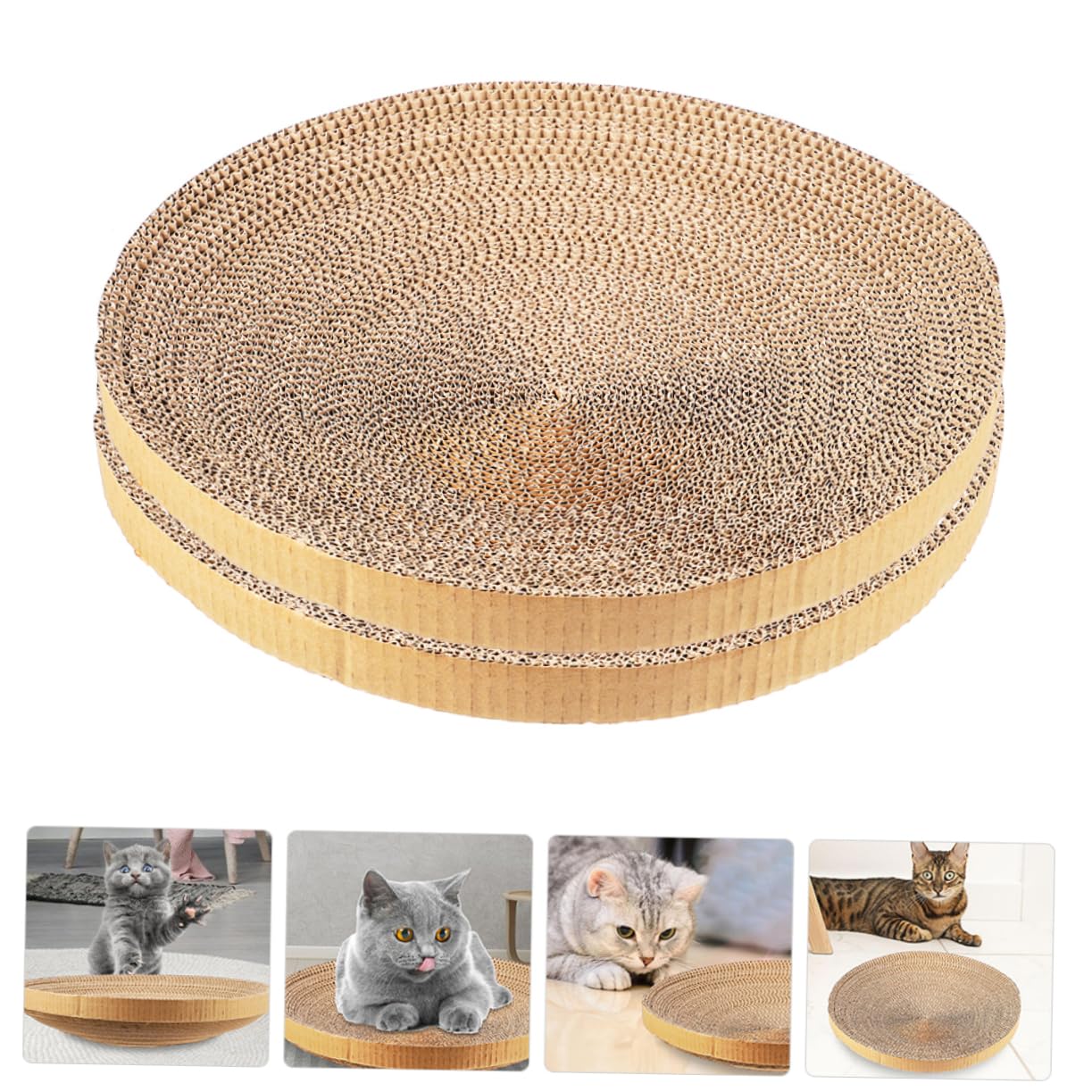 2 Stück Runde Katzenkratzbretter aus Wellpappe, Ersatz für Kratzbaum