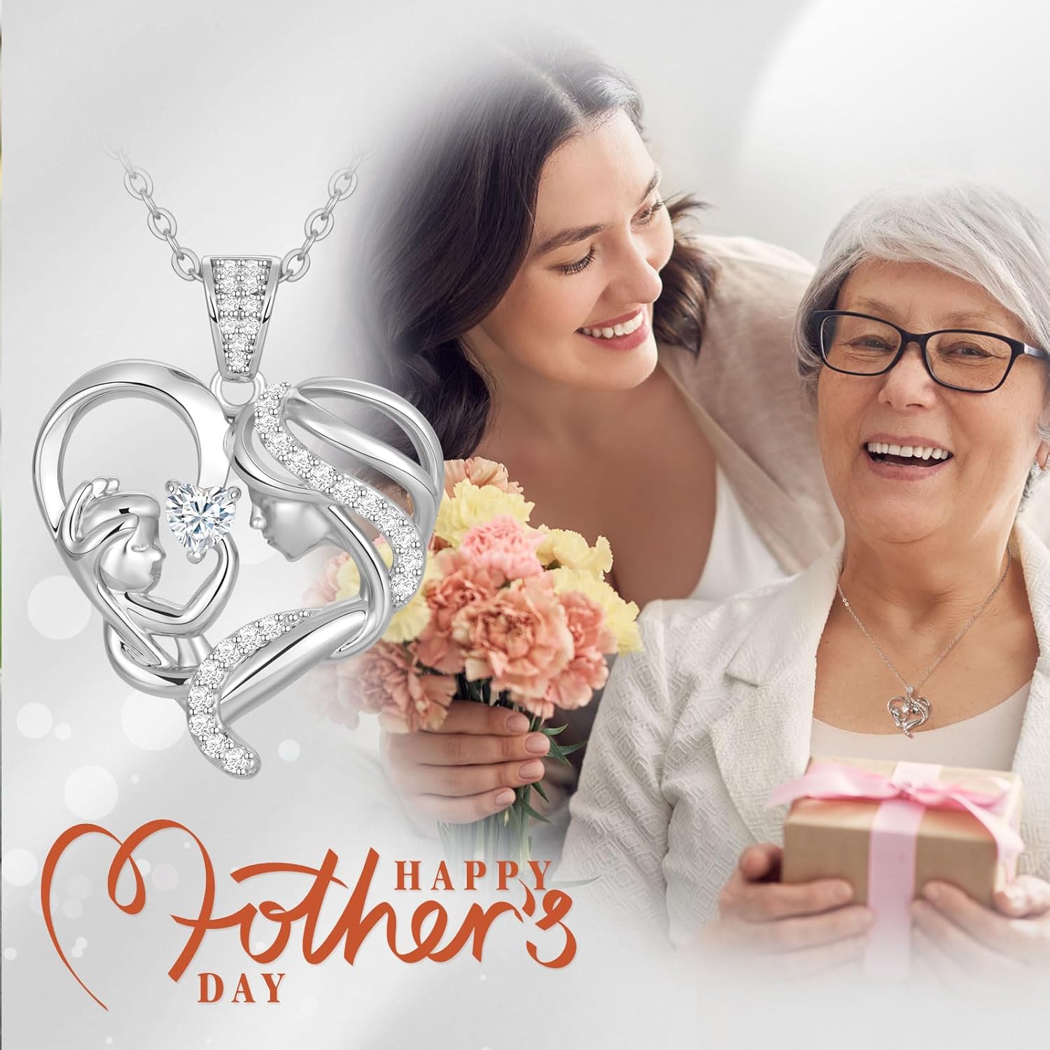 Mothers Day Gifts for Mom Wife Her Grandma, S925 Sterling Silver Birthstone Necklaces Jewelry for Women, Mother's Day Love Heart Pendant Necklace for Anniversary Birthday Christmas Day - Image 3