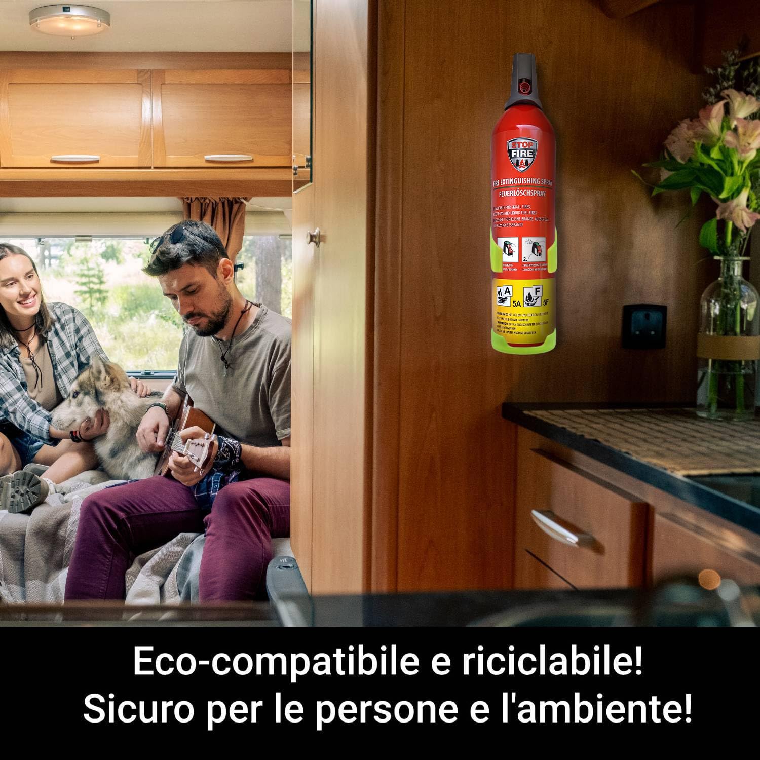 Piccolo estintore per auto, mini estintore per barca, estintore per camper, estintore elettrico, Aerosol 5 in 1 per tutti gli incendi, estintore commerciale, estintore ad acqua da 750ml