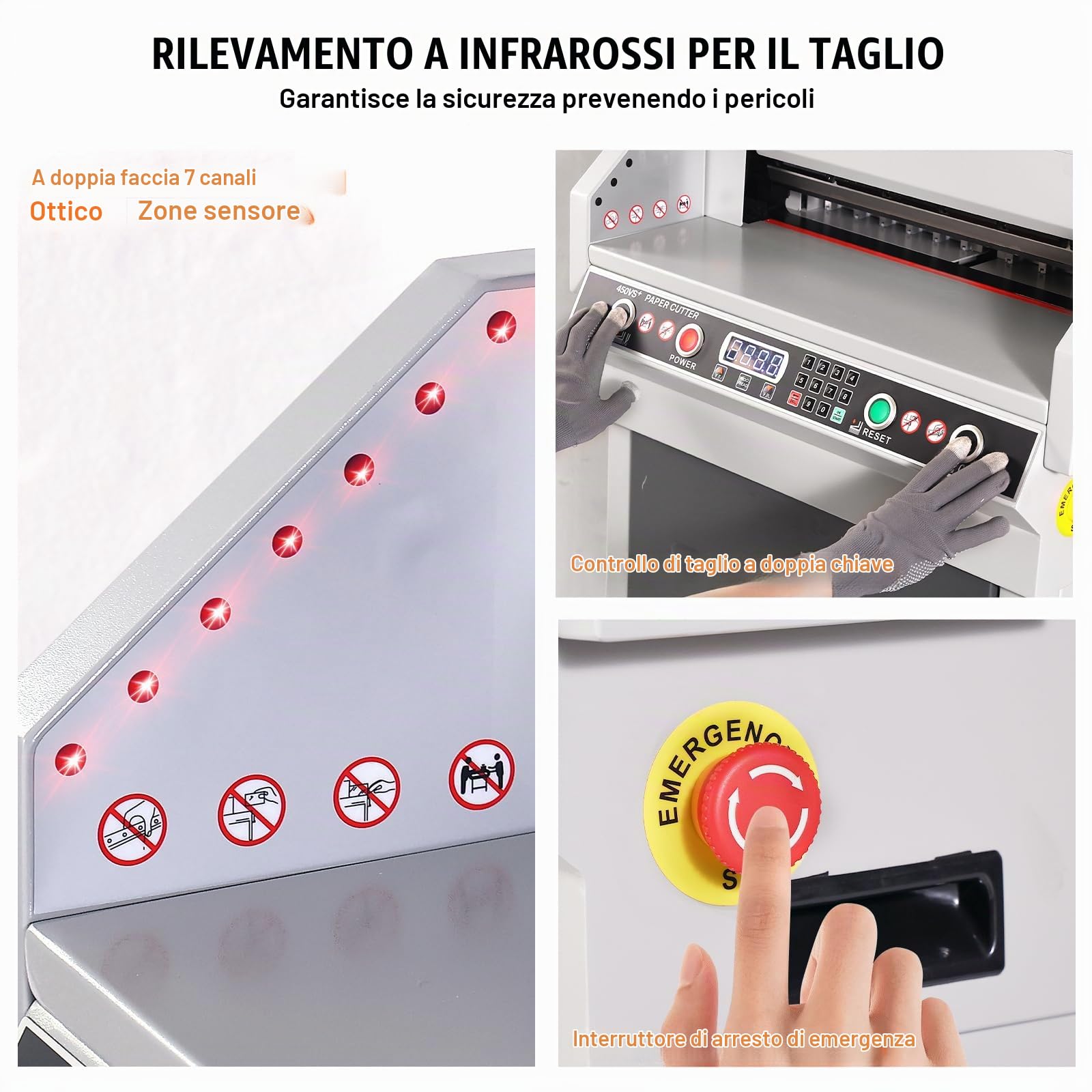 VEVOR Taglierina per Carta Elettrica, Taglierina per Carta da Ufficio Taglio max. 450mm Taglio min. 50mm Spessore Taglio 40mm, Macchina Taglierina per Carta Ufficio Posizionamento Luce a Infrarossi