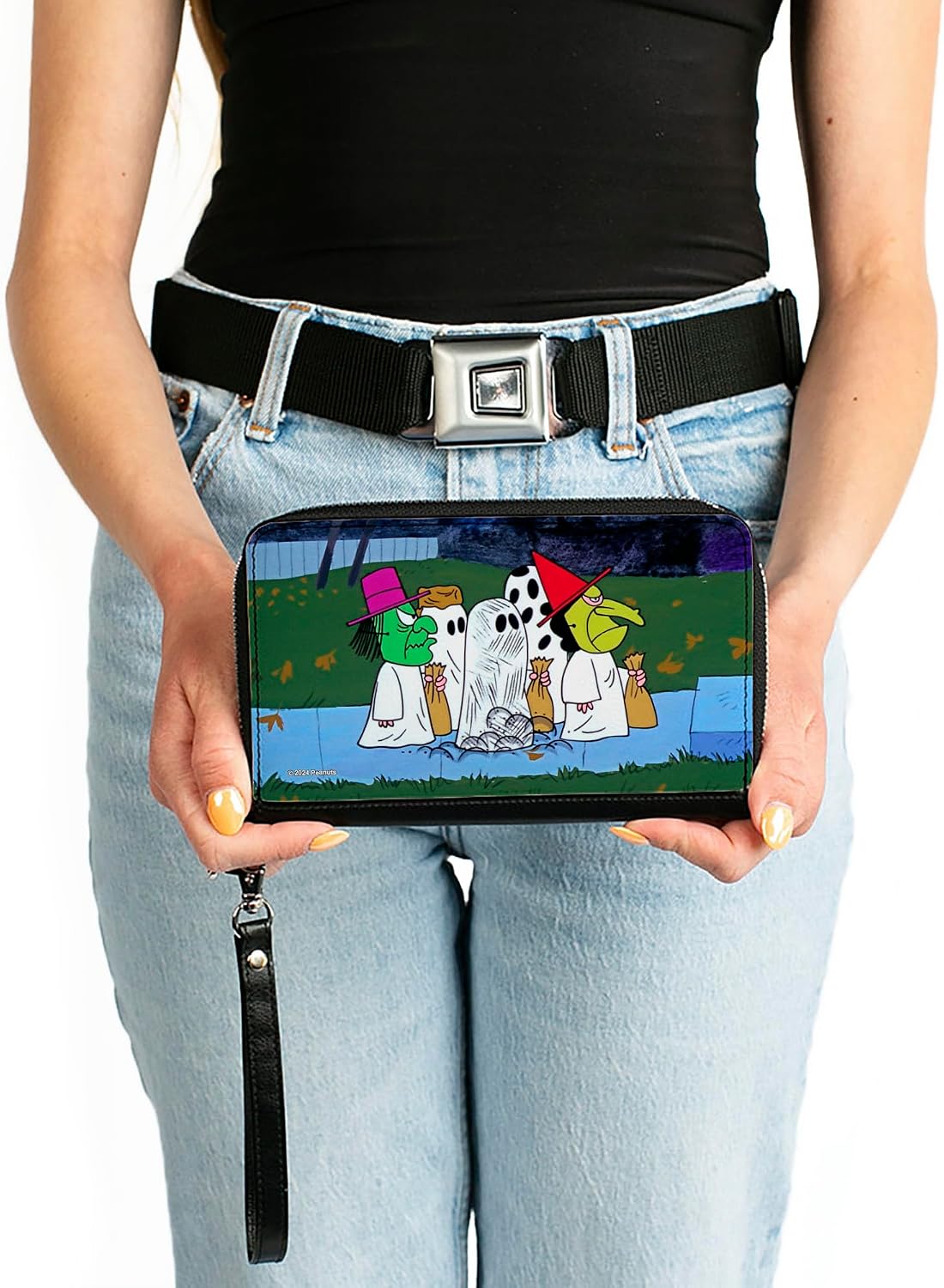 Buckle-Down Peanuts Wallet, Zip Around, Peanuts Gang Halloween Trick or Treat Group Pose, Vegan Leather