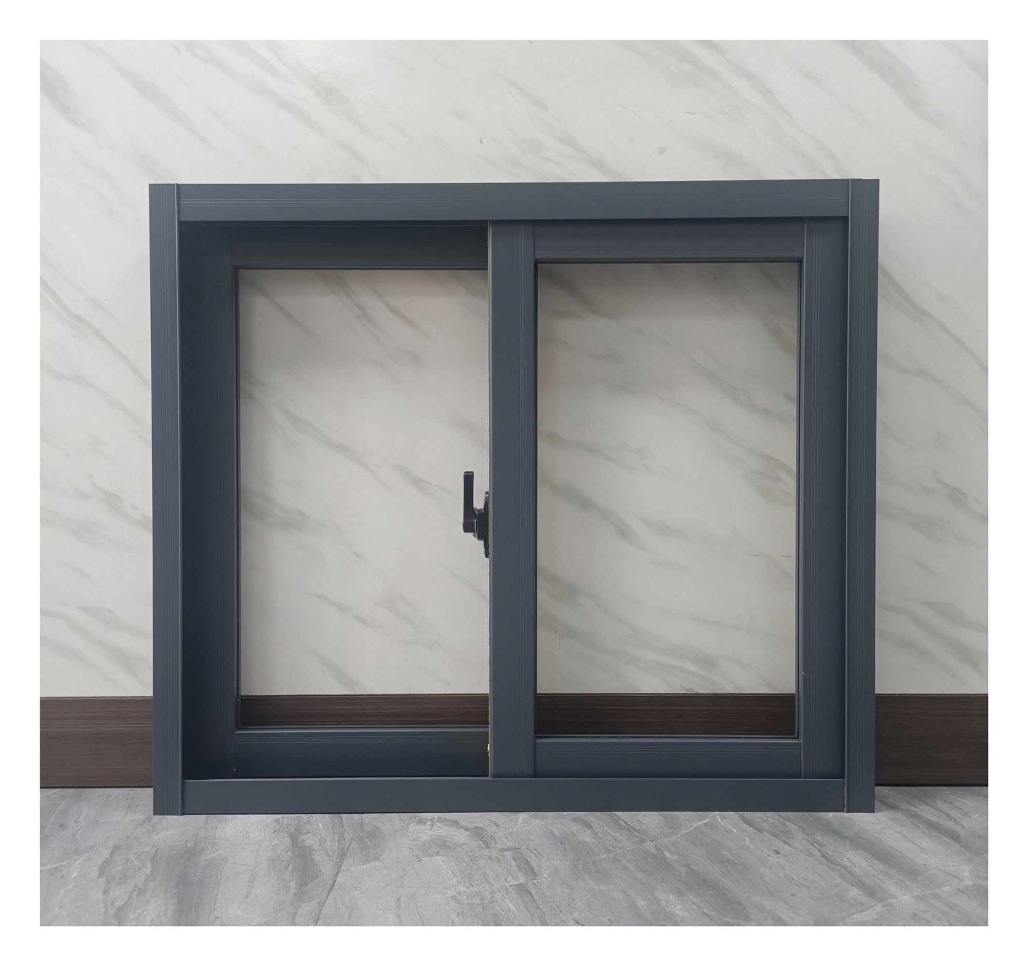 Ventanas corredizas horizontales para baños y hogares con marco negro hermético