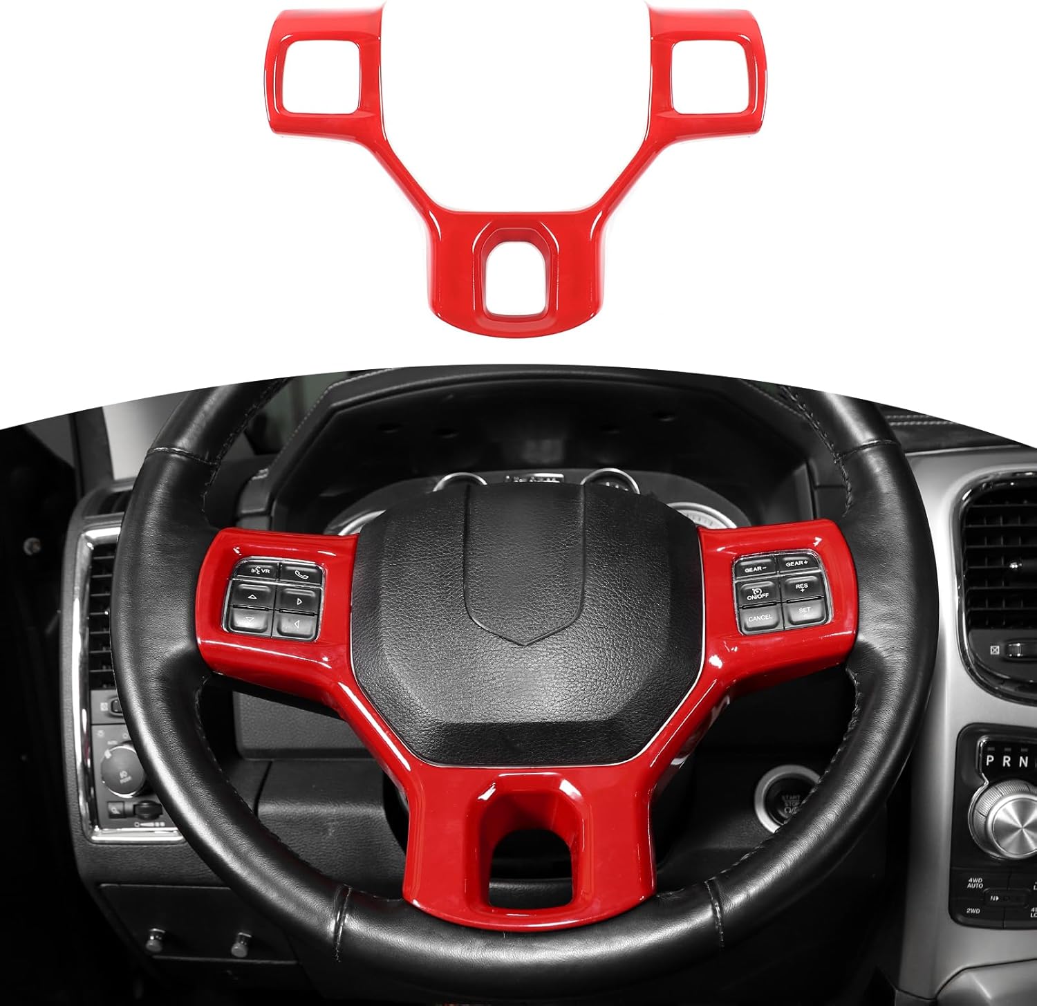 for RAM Steering Wheel Panel Trim Sticker for RAM 2010 2011 2012 2013 2014 2015 2016 2017 White Interior Accessories 1pc