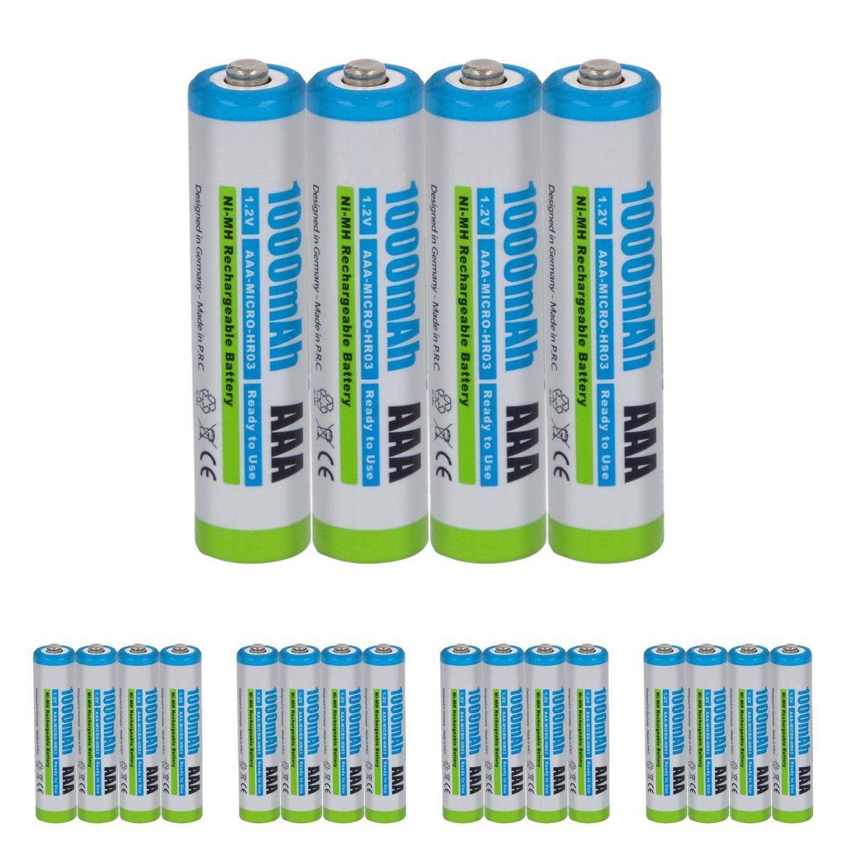 20 x Akku NI-MH Micro AAA HR03, KR03, LR03, R3, L3-1000mAh - Akku-King