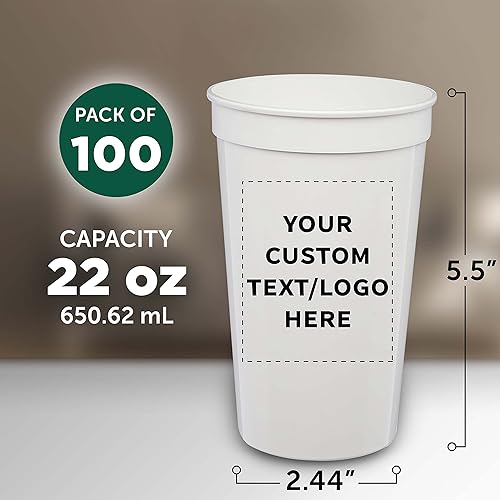 Miniatura 65 de DISCOUNT PROMOS Vasos de plástico personalizados para estadios, 22 onzas, juego de 10, paquete personalizado a granel, perfecto para cumpleaños
