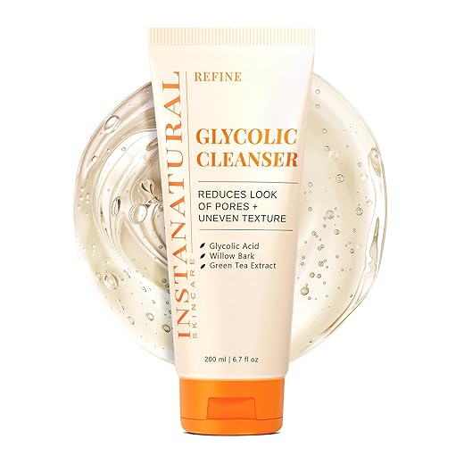 InstaNatural Glycolic Acid Cleanser, Pore Minimizer, Anti Aging & Exfoliating Face Wash for Hyperpigmentation and Acne, With Vitamin E and Lactic Acid