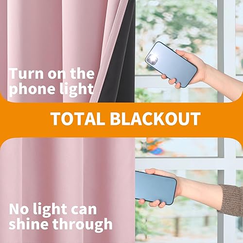 Miniatura 7 de YoungsTex Cortinas 100% opacas para sala de estar de 84 pulgadas de largo, 2 capas gruesas, con aislamiento térmico, cortinas de oscurecimiento de