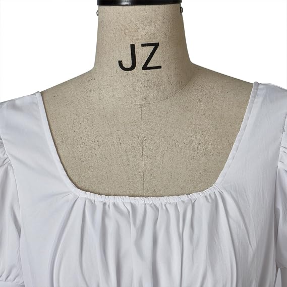OPHPY Womens Renaissance Dress Vintage Medieval Cottagecore Dresses Square Neck Irish Peasant Top Underdress Chemise Costume
