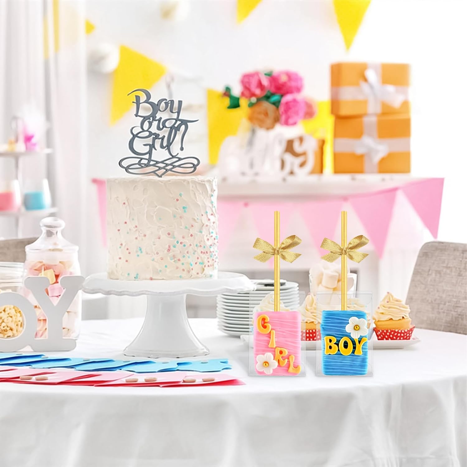 Jutieuo 45 PCS 3.5x2.4x1.38 Inches Clear Rice Krispie Treat Boxes with Hole Individual Cakesicle Boxes Transparent PET Plastic Candy Macaron Boxes Baby Shower Party Favors Box thumbnail