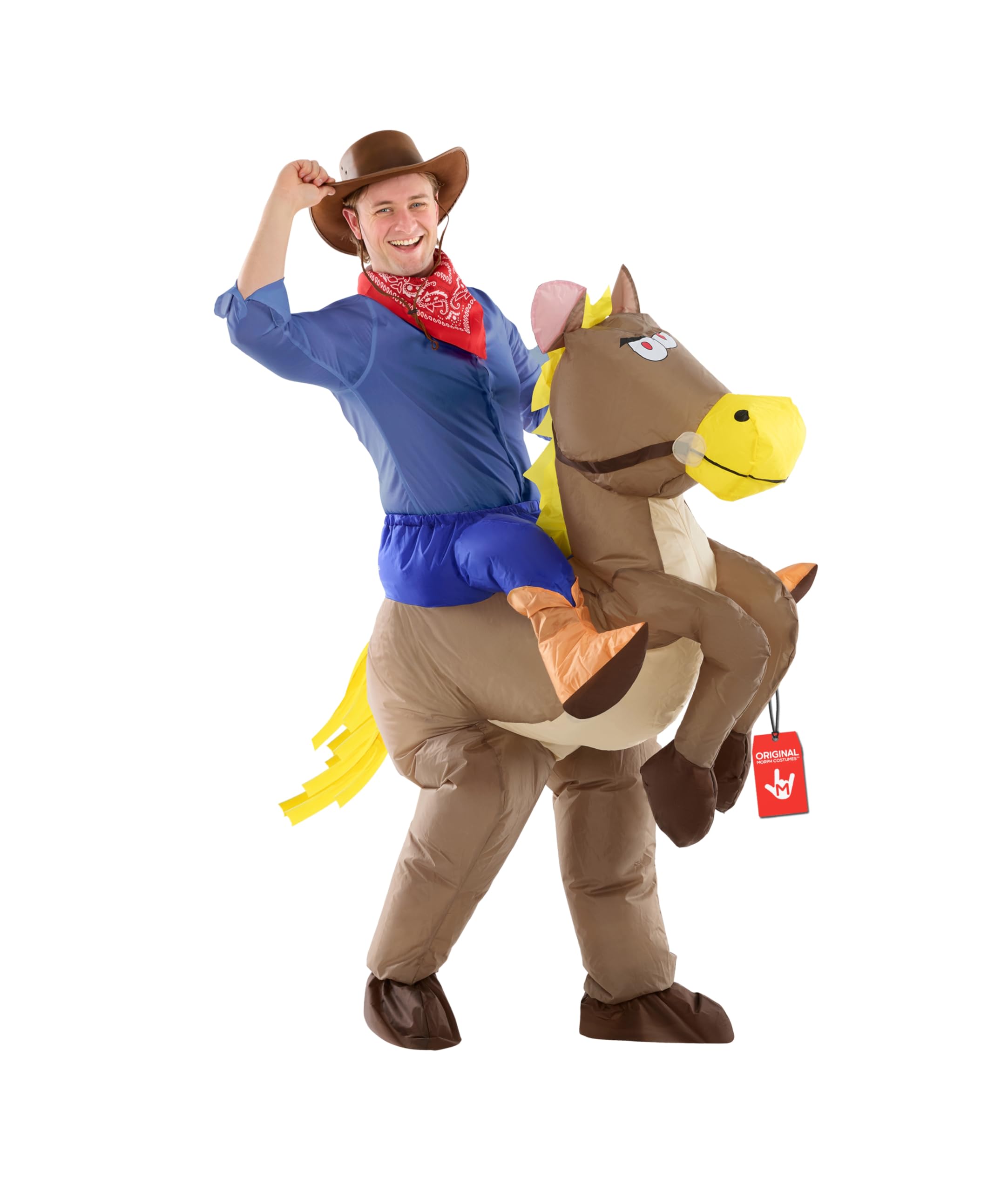 Morph Aufblasbares Pferde Kostüm für Erwachsene, Tierkostüm Herren Damen, Karneval Halloween