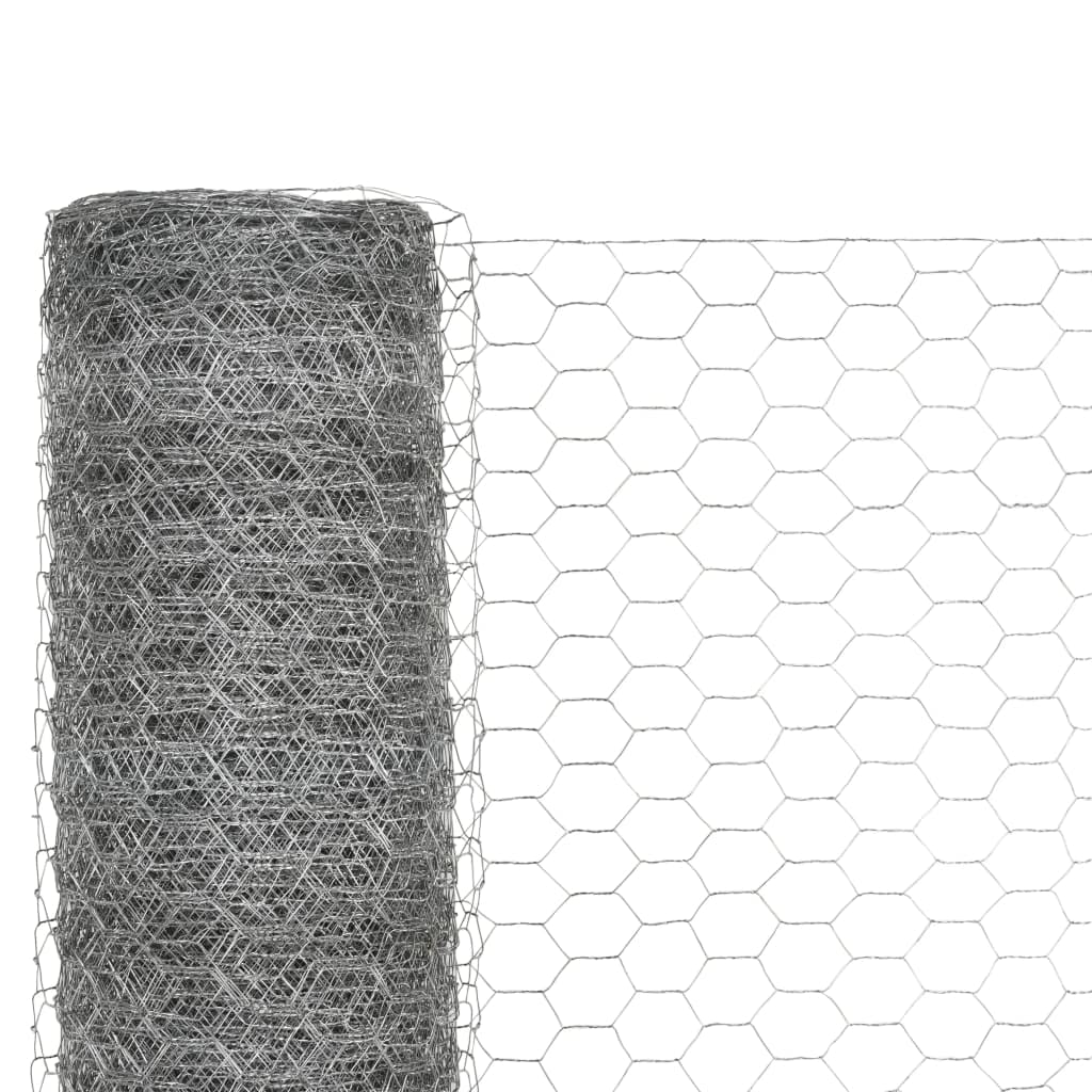 Alambrada de gallinero acero galvanizado plateado 25x1,2m, Malla metálica para gallinero, Red de gallinero de acero, Alambrada de gallinero de acero resistente para proteger a tus aves de corral