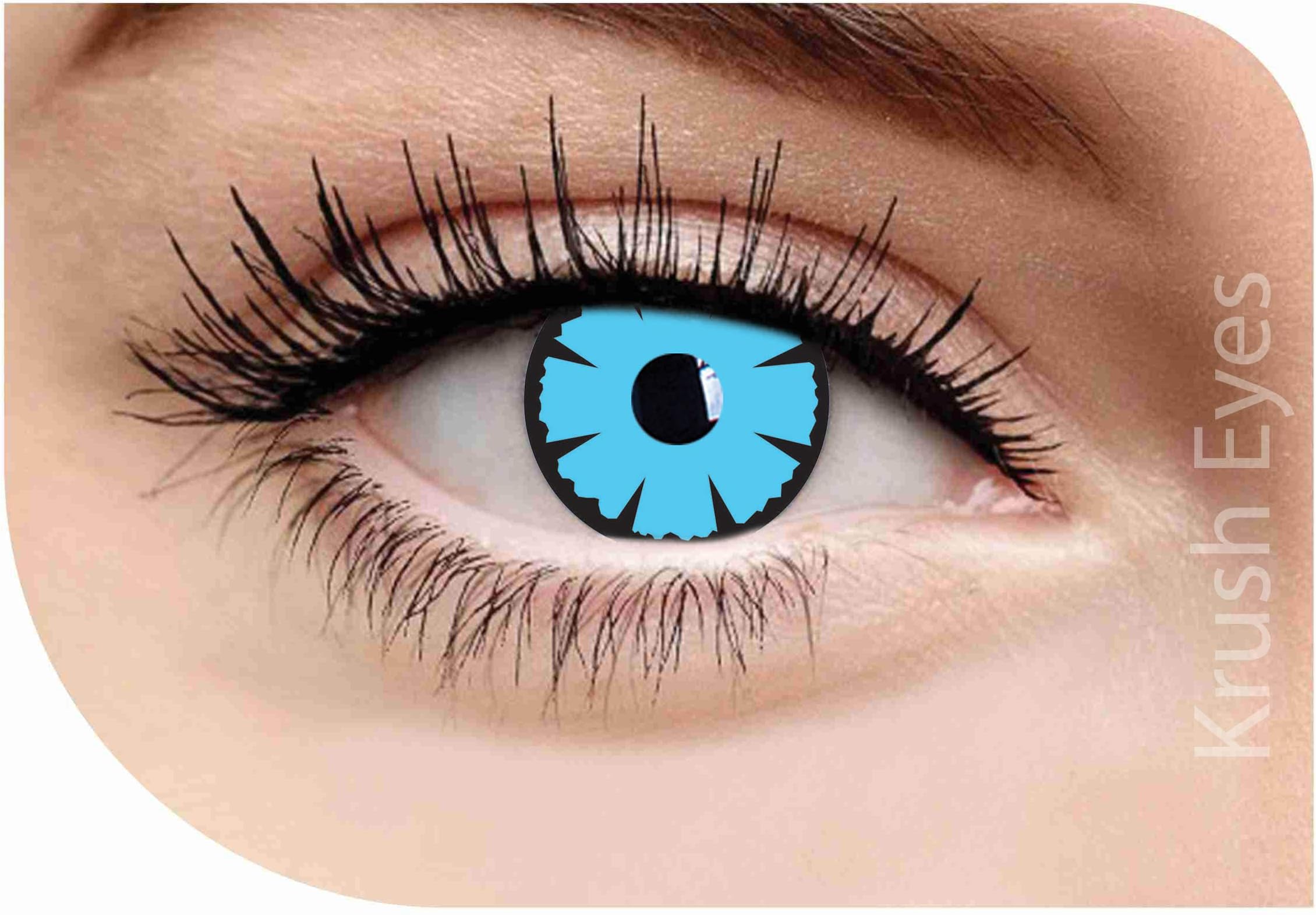 Krush Eyes Crazy Look Underworld Halloween Blue Eyes Coloured Contact Lenses with Lens Case
