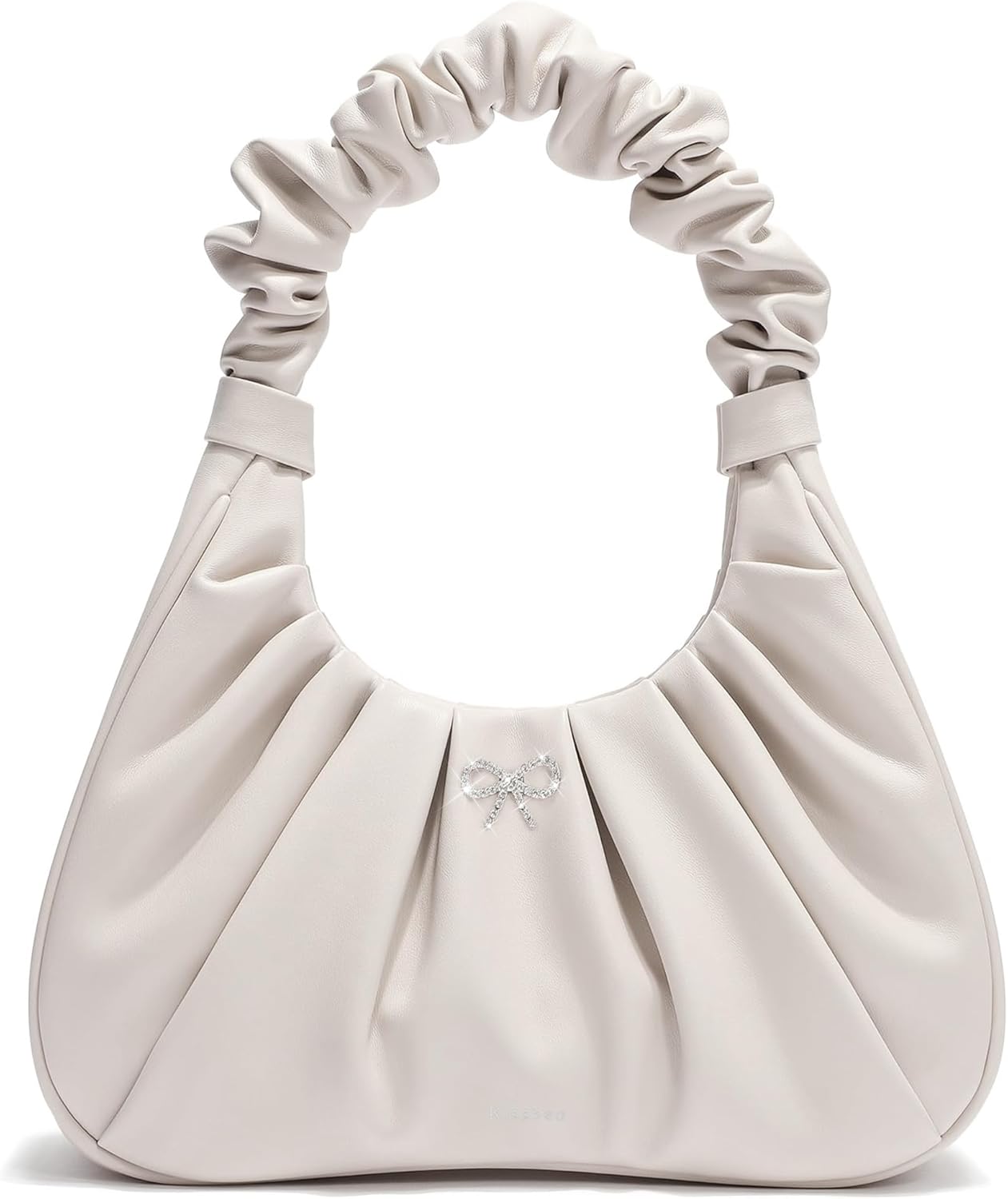 Women's Crescent Handbag Ruched Purse - Soft Leather Cute Shoulder Bag Mini Hobo