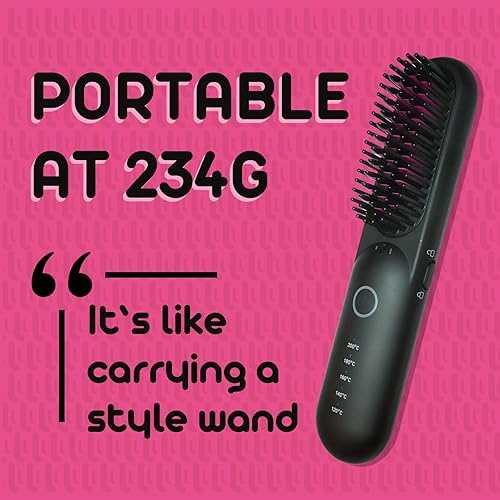 Miniatura 4 de LUMAURIA - Cepillo alisador de pelo portátil inalámbrico  5 modos de calor  Alisado de pelo para mujer  Plancha de pelo recargable  Cinco niveles