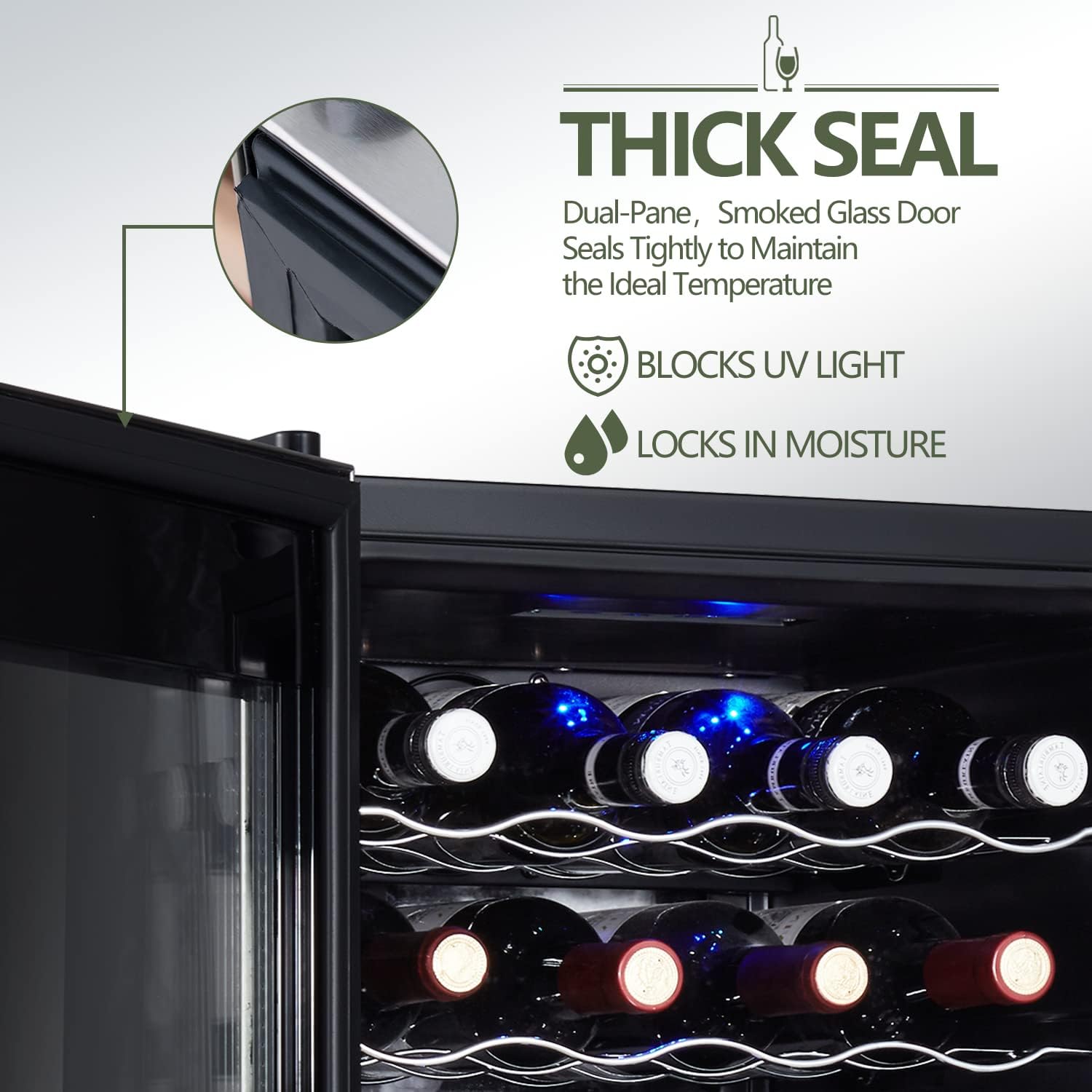 Close-up of the Kalamera KRC-24SS door seal and glass