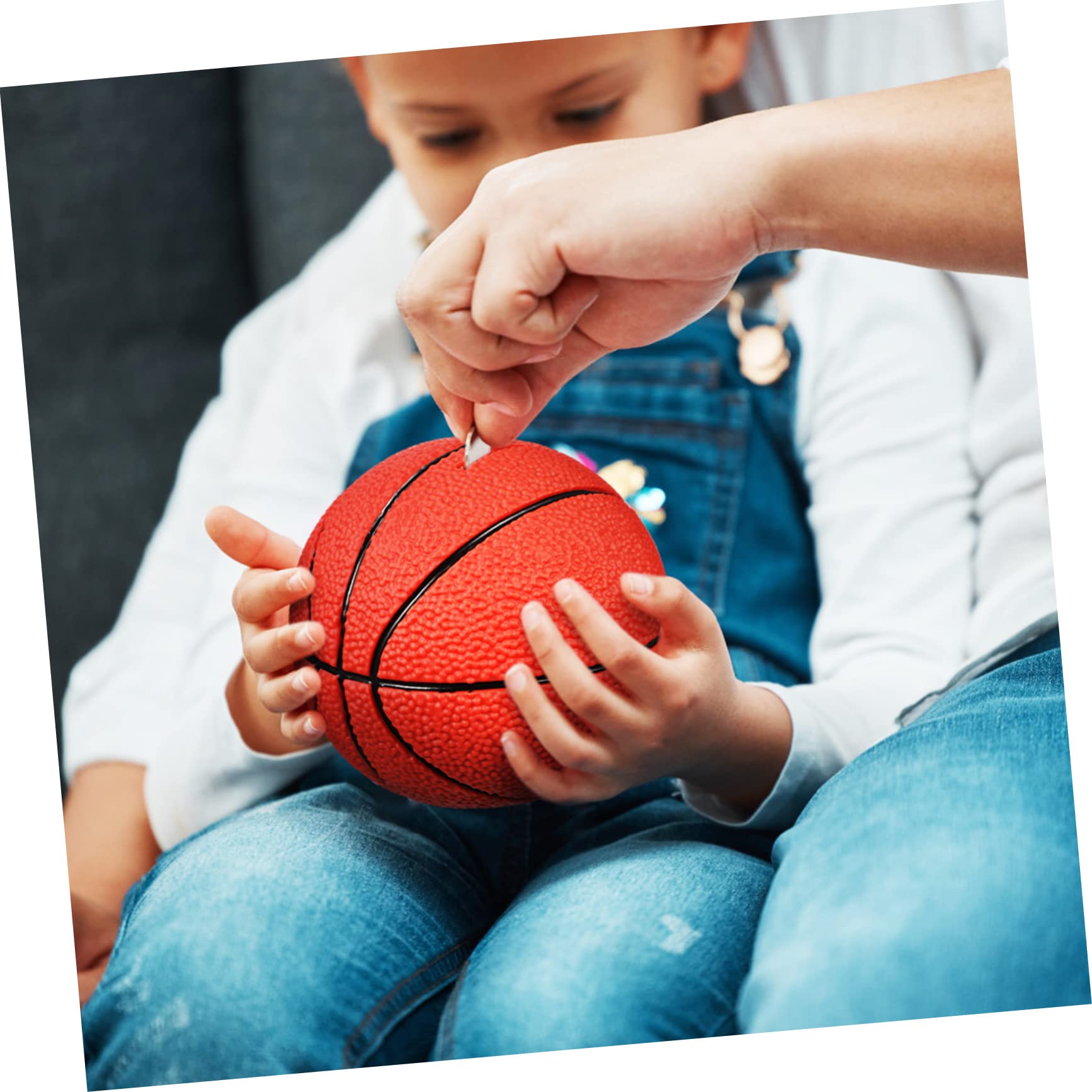ibasenice Set di 2 Salvadanai per Bambini Pallone da Calcio e Pallone da Basket in Vinile, Dimensioni Portatili, per Risparmiare Soldi a Casa come Regalo di Compleanno