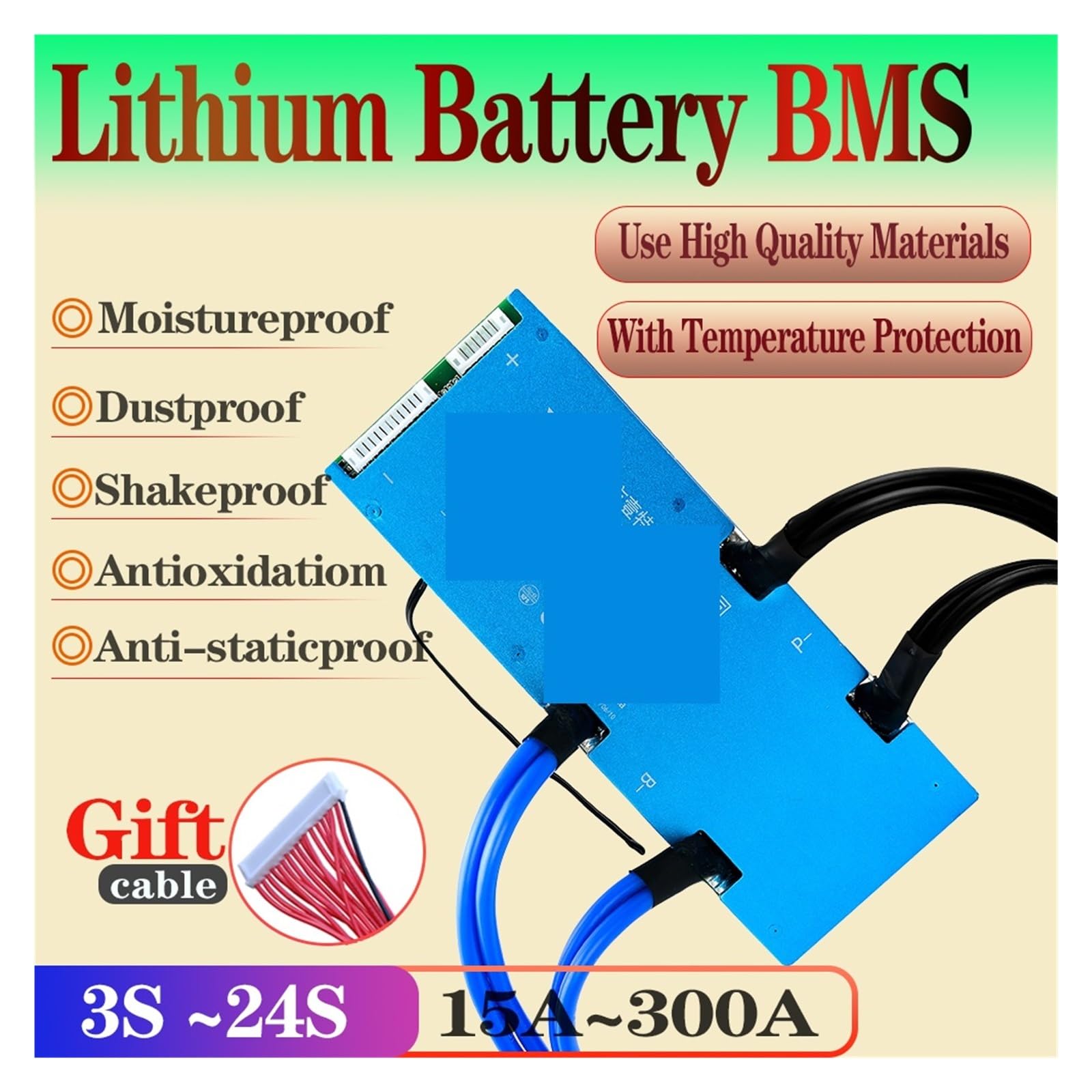 Płyta BMS, Li-ion BMS 3S 4S 6S 7S 8S 10S 12S 13S 14S 15S 16S 17S 19S 20S 21S 23S 24S 12V 24V 36V 48V 60V 72V 50A 80A 130A 150A 200A(Li-ion 14S 48V,20A)