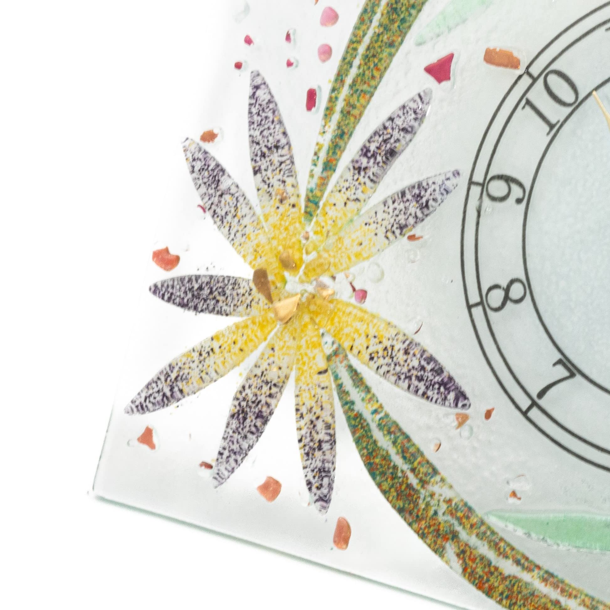 Sospiri Venezia Orologio da Tavolo Vetro Murano Meccanismo Silenzioso Decorato Floreale Oro Idea Regalo Realizzato a Mano Made Italy (18x15 cm)