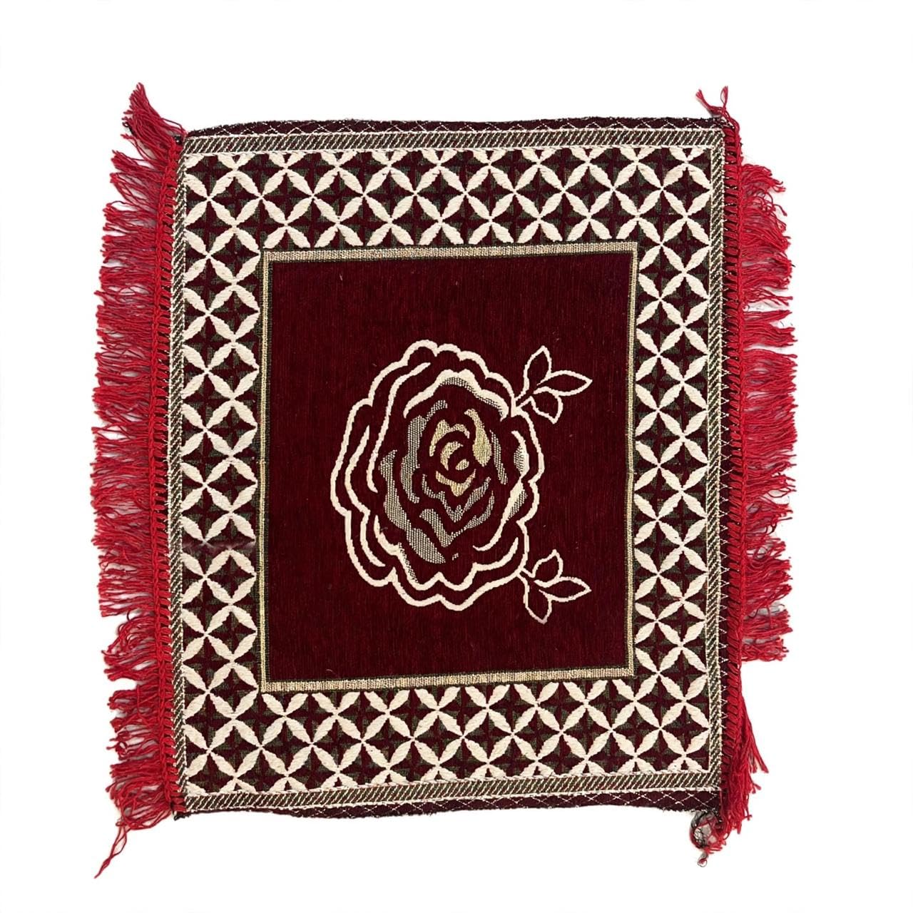 Premium Chenille Puja Asan 24 x 24 Inch Rose Floral Prayer Mat Soft Comfortable Washable Sitting Mat for Mandir Meditation Home Temple-picture-26