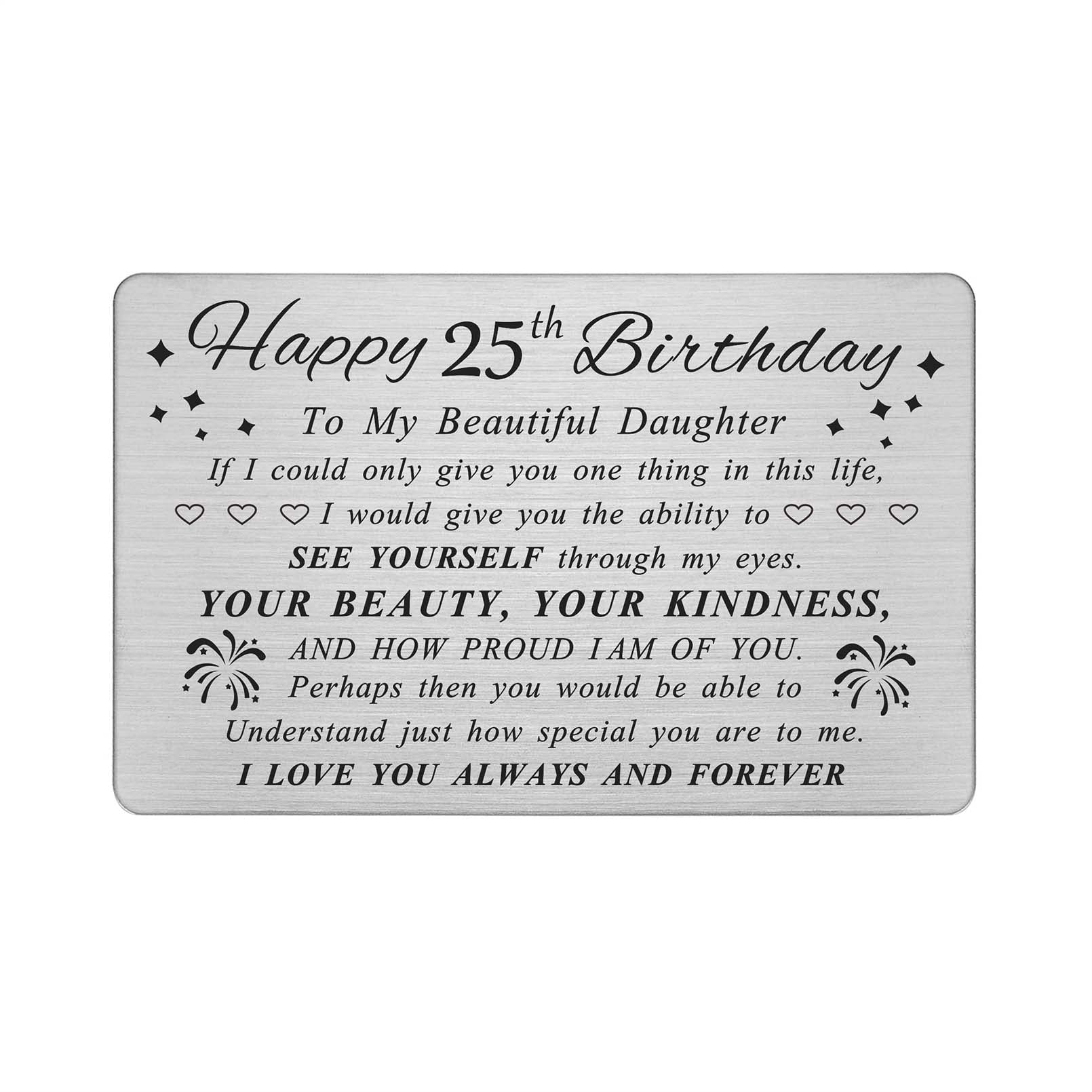 DEGASKEN 25th Birthday Card for Daughter - Daughter 25th Birthday Gifts Decorations for Her Women - Happy 25 Year Old Birthday Gifts for Her Daughters