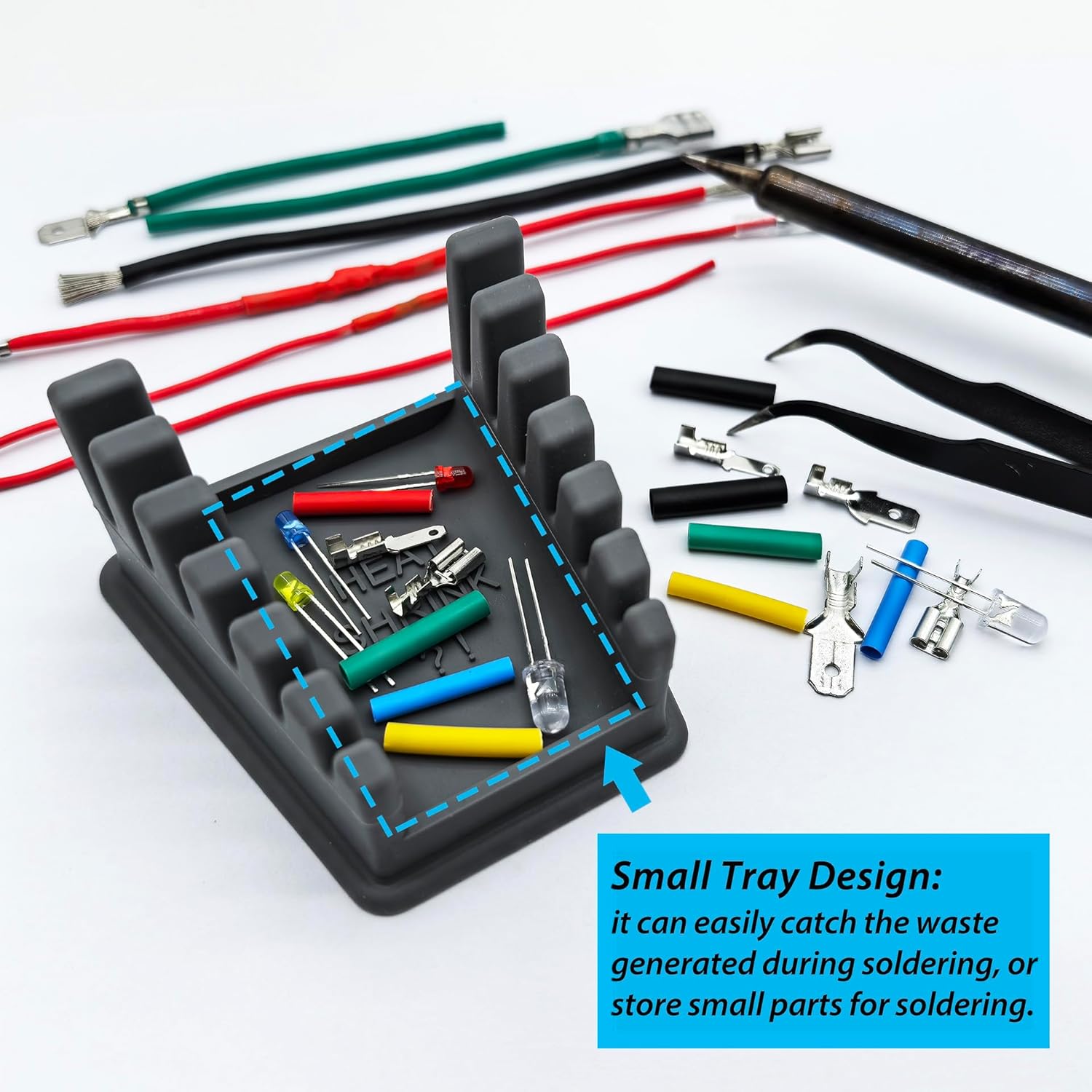 Upgraded Silicone Soldering Stand, Helping Hands Soldering Station, Soldering Wire Holder with 6 Slots - Third Hand Soldering Iron Stand for 32AWG to 12AWG Wires(Only Stand), Dark Grey, 1 Pcs