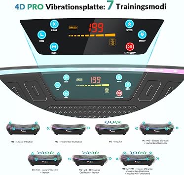 Vibration Plate 4 D PRO 7-in-1 Vibration Plate Test Winner 2025 with 900 W Triple Engine System Full Body Vibration Plate with 9 Cool LED Lights550 LBS Capacity for Home Workout