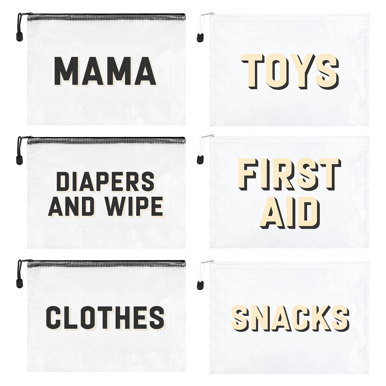 6pcs Hospital Diaper Bag Organizing Pouches for Labor and Delivery, Maternity Essentials Diaper Bag Organizer for Mommy Travel - Black/White-image-48