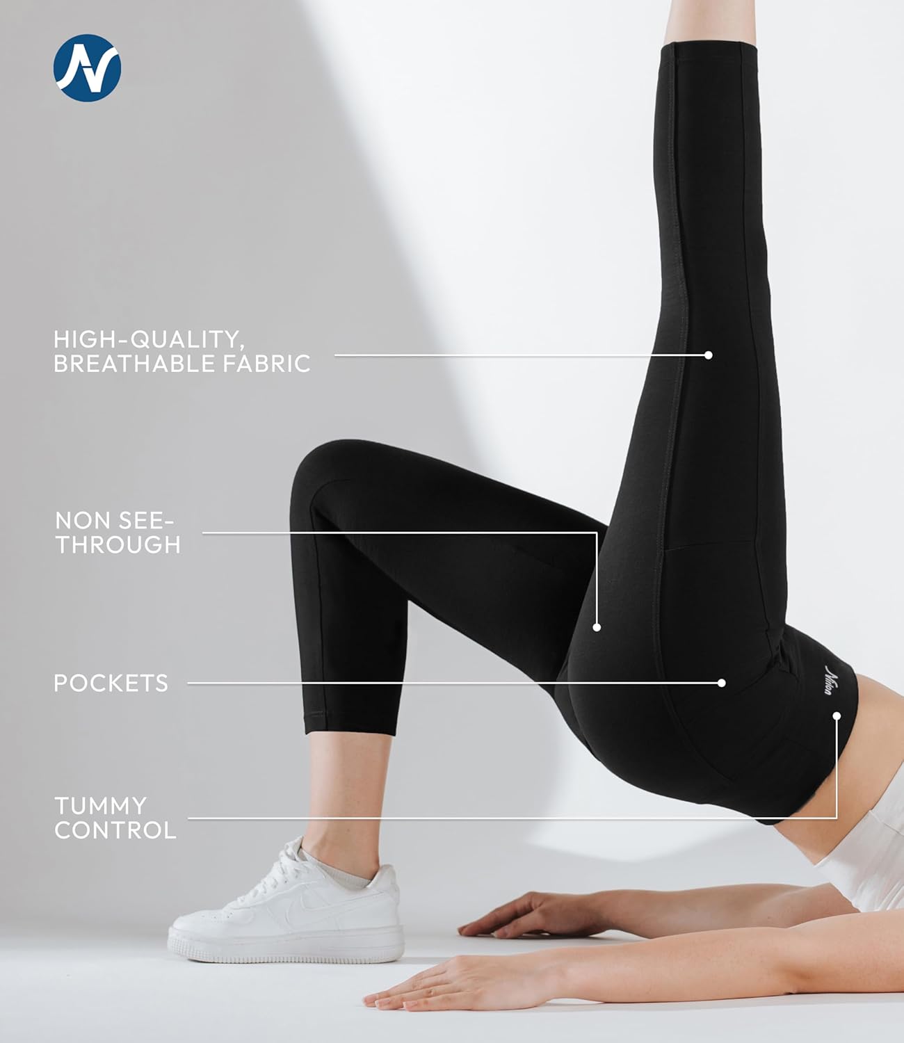 Nirlon Capri Leggings with Pockets - Capri Leggings with Pockets for Women Breathable High Waisted Capri Leggings for Women - Image 3