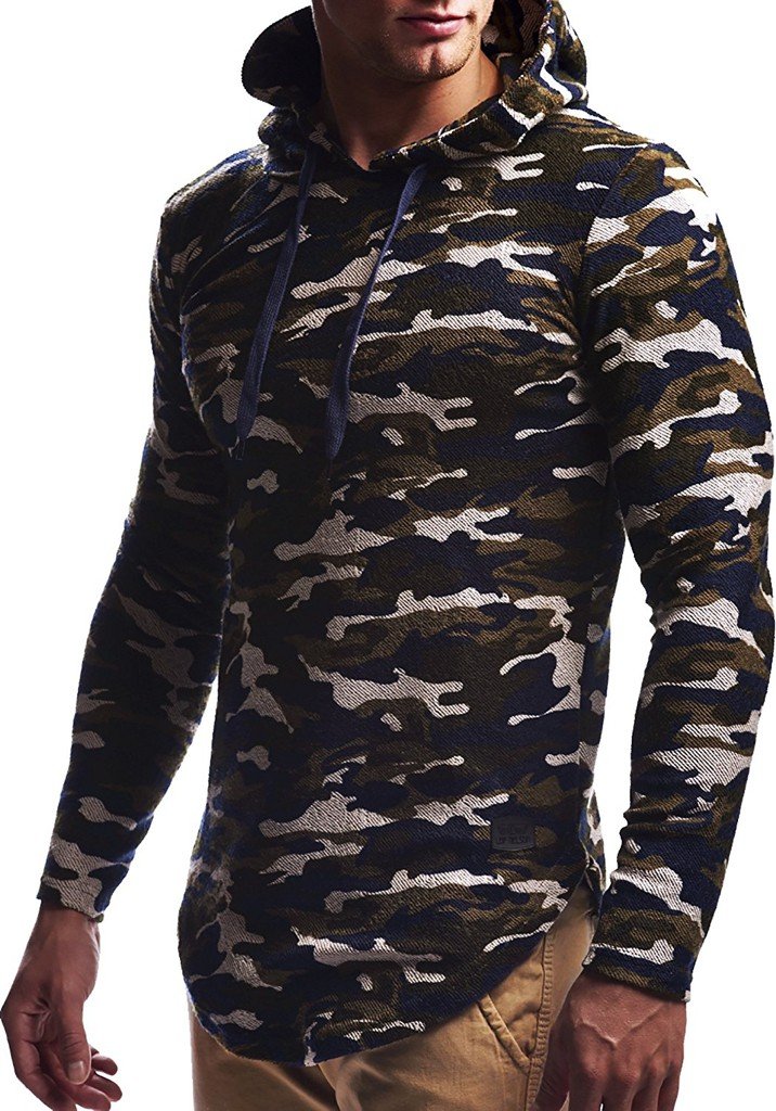 Leif Nelson Herren Kapuzenpullover Slim Fit Baumwolle-Anteil Basic weißer Männer Hoodie Kapuzenshirt Pulli Langarm Jungen schwarzer Pullover-Shirt mit Kapuze LN6300